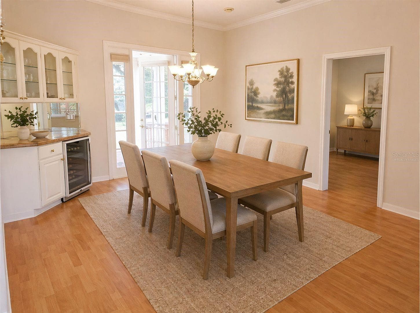 Virtually Staged formal dining room and built in hutch and wine cooler - 2686 CRYSTAL CIR, DUNEDIN