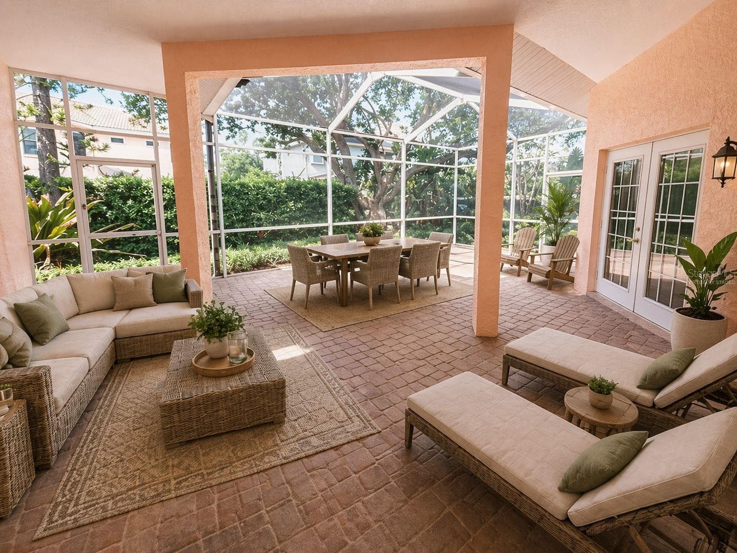 Virtually staged patio with full screened birdcage - 2686 CRYSTAL CIR, DUNEDIN