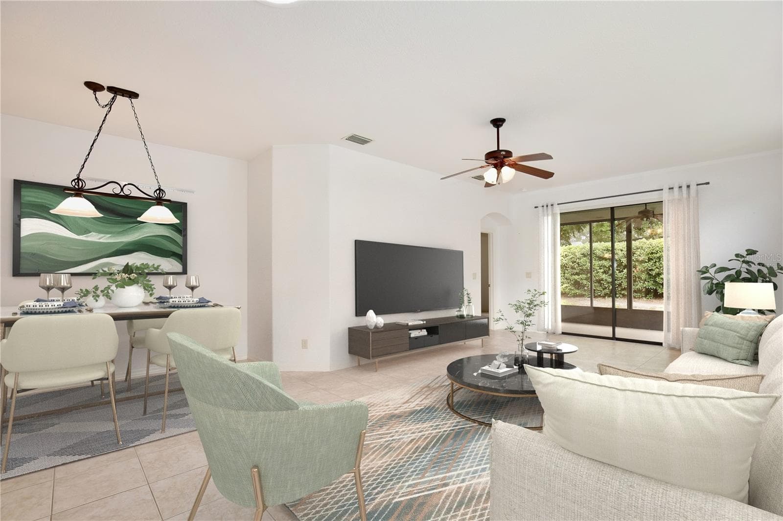 Virtually Staged Living Room - 27210 STONEY BROOK DR, LEESBURG
