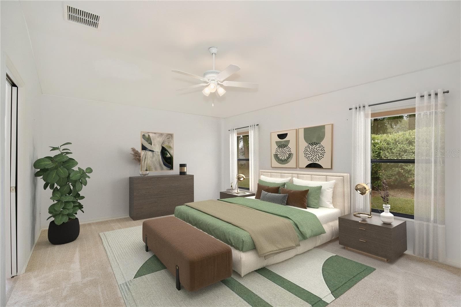 Virtually Staged Primary Bedroom - 27210 STONEY BROOK DR, LEESBURG