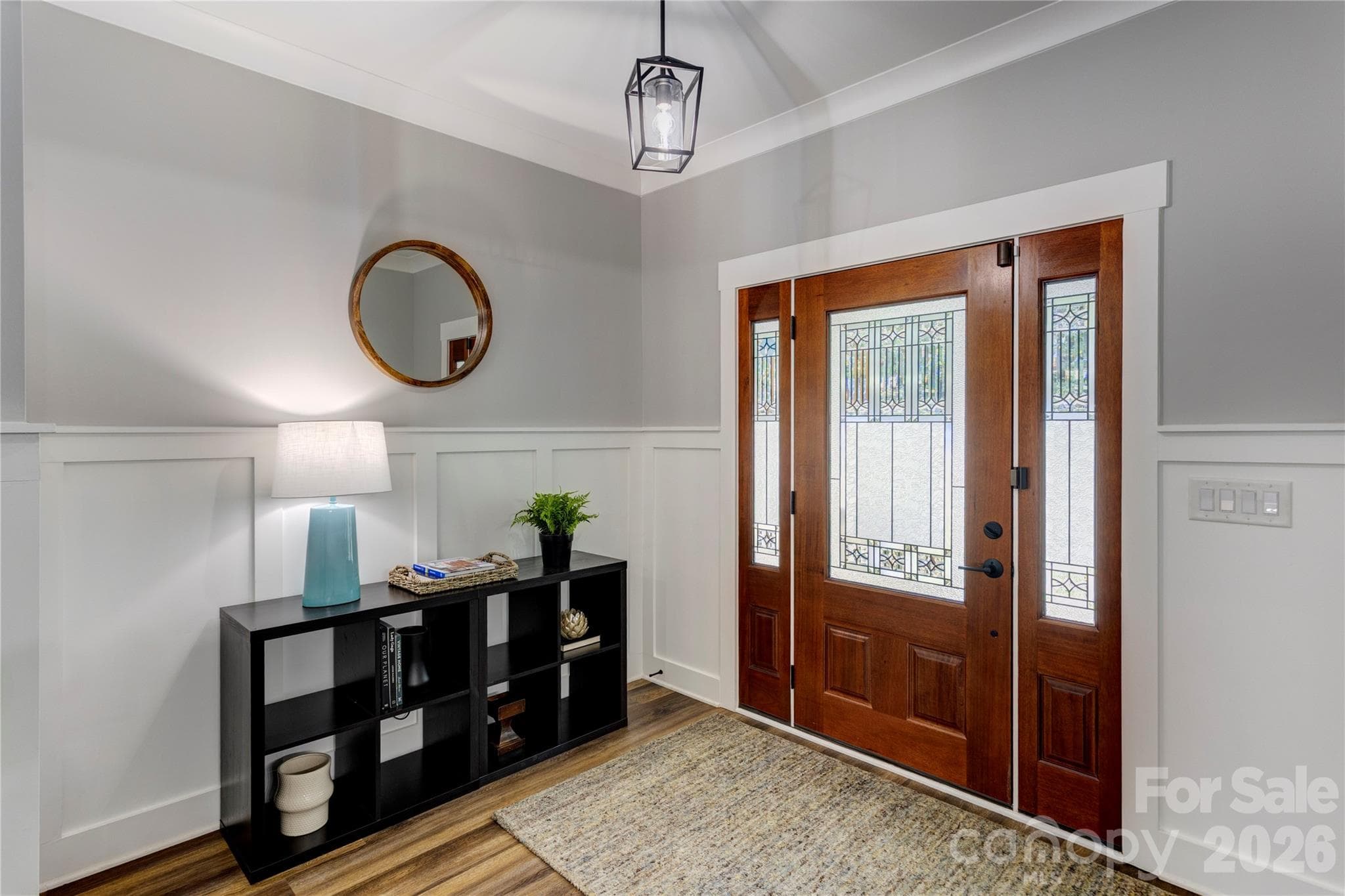 Entrance Foyer, etched leaded glass door - Charlotte