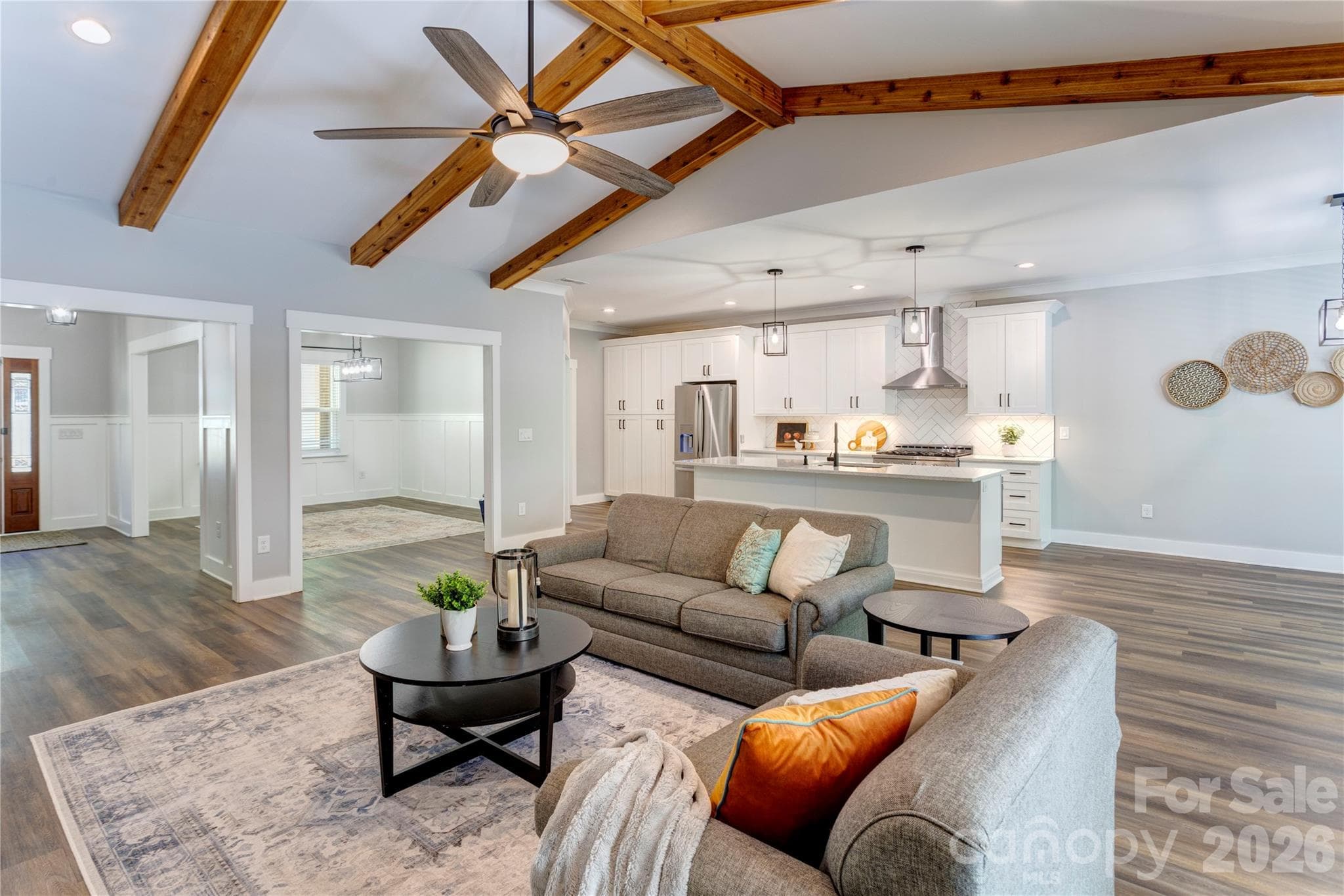Family room looking to kitchen and dining room - Charlotte
