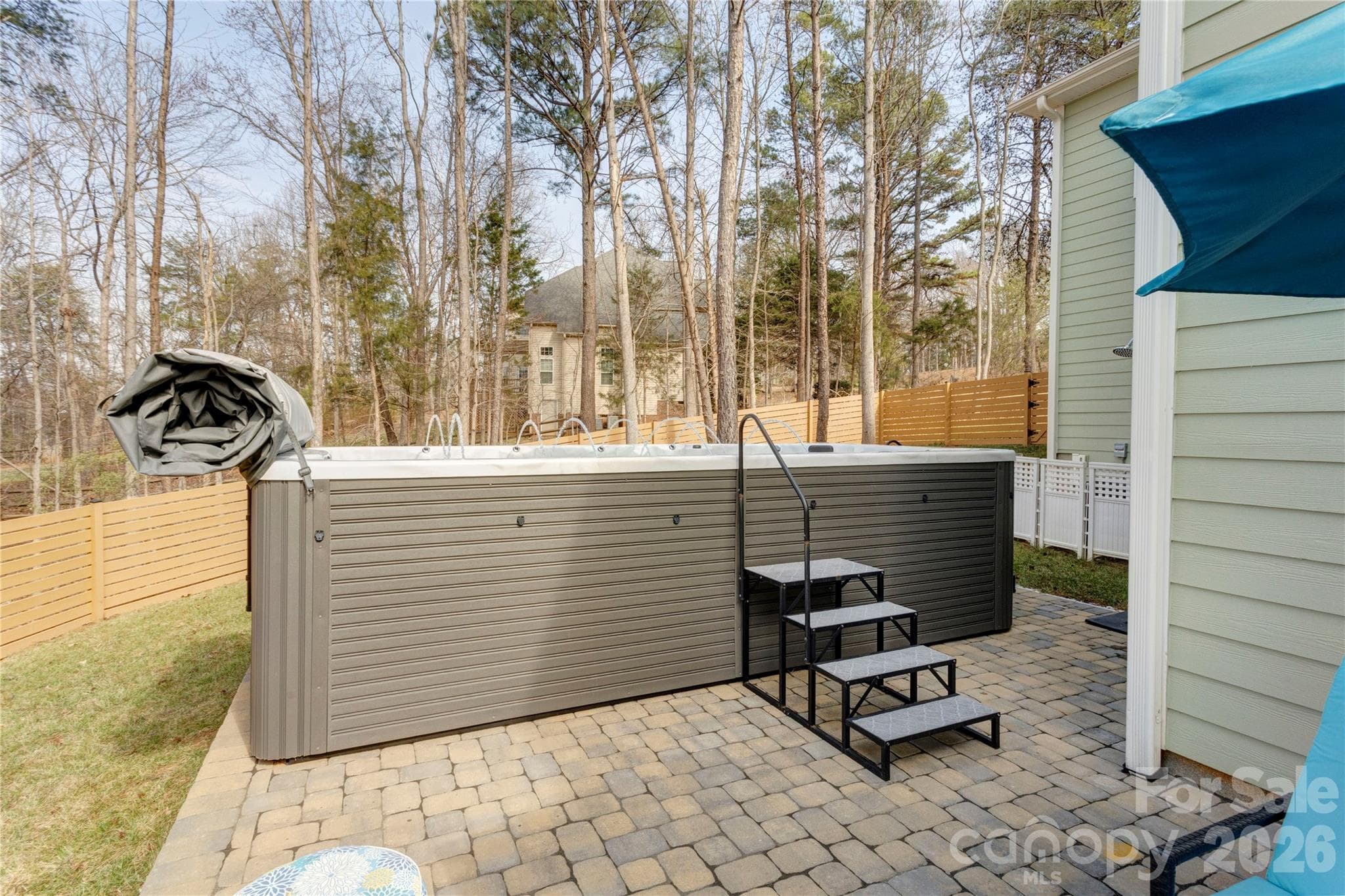 Swim/spa pool on paver patio - Charlotte