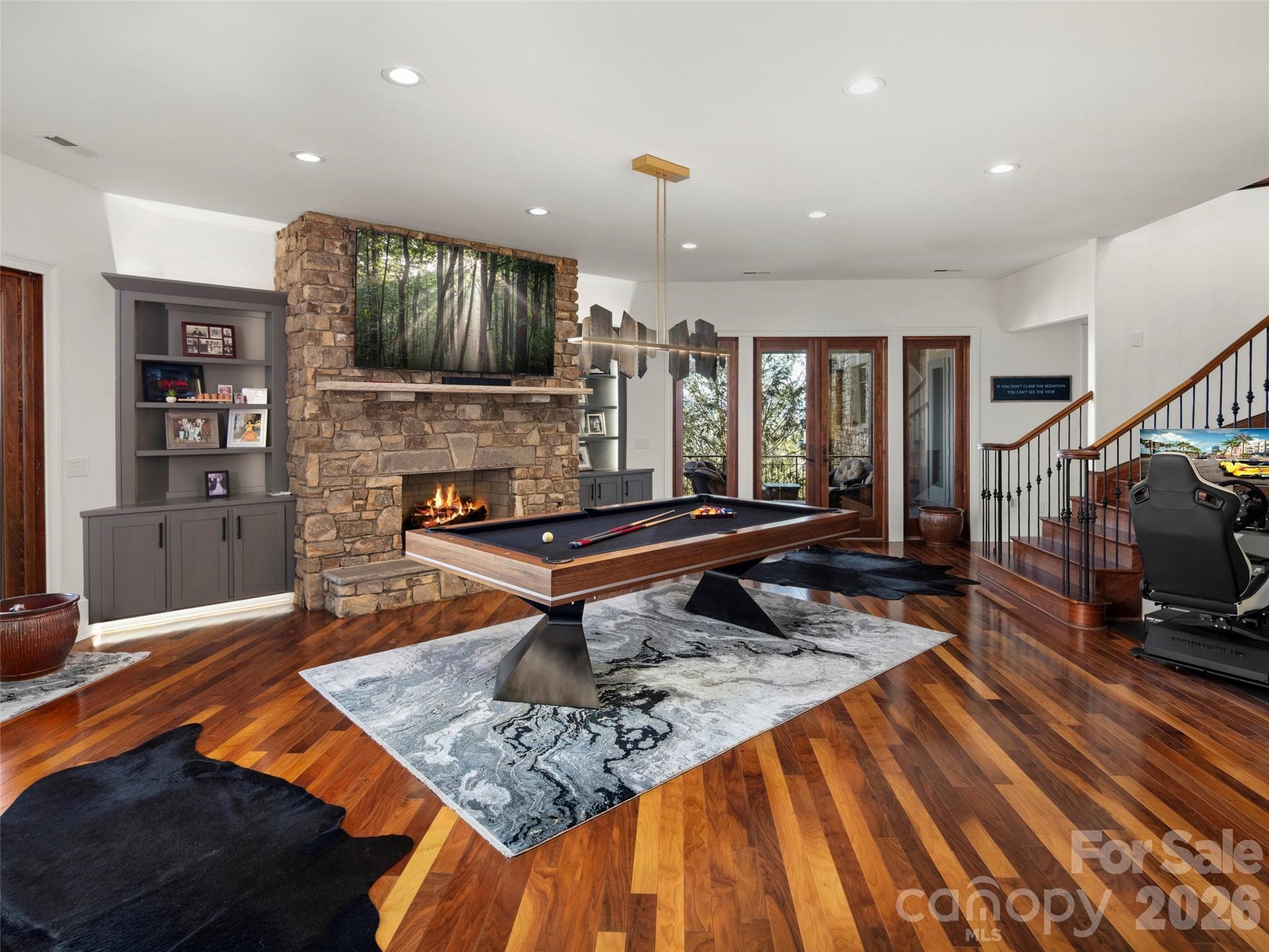 entertainment area with pool table and fireplace - 47 Ridge Pine Trail, Arden