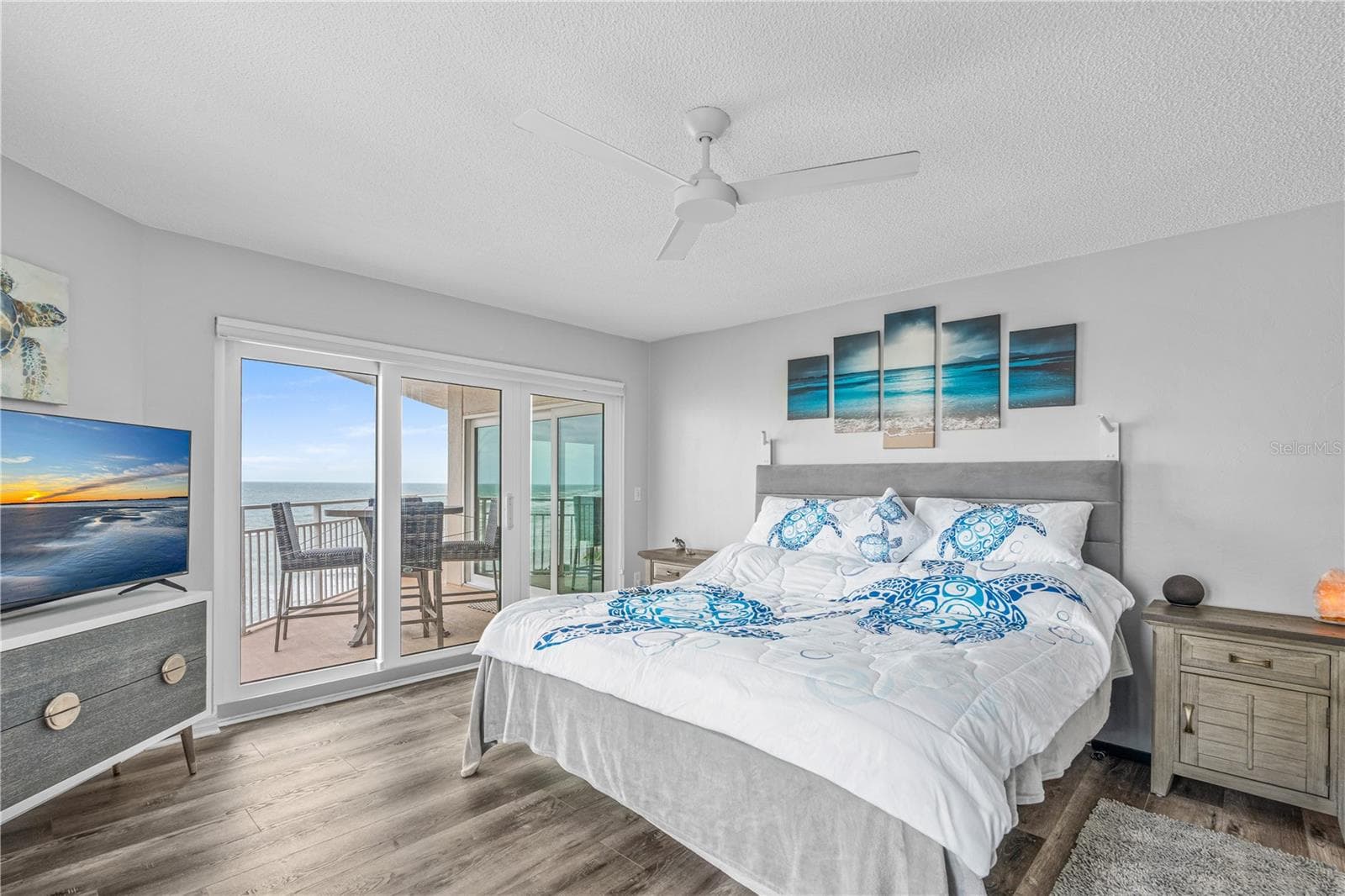 Primary Bedroom with Sliders to Balcony - 2967 S ATLANTIC AVE #903, DAYTONA BEACH SHORES