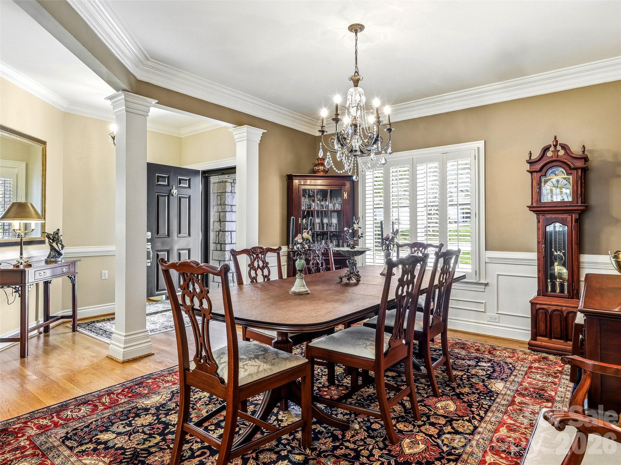 The spacious dining room accommodates seating for twelve. - 33 Tiverton Lane, Asheville