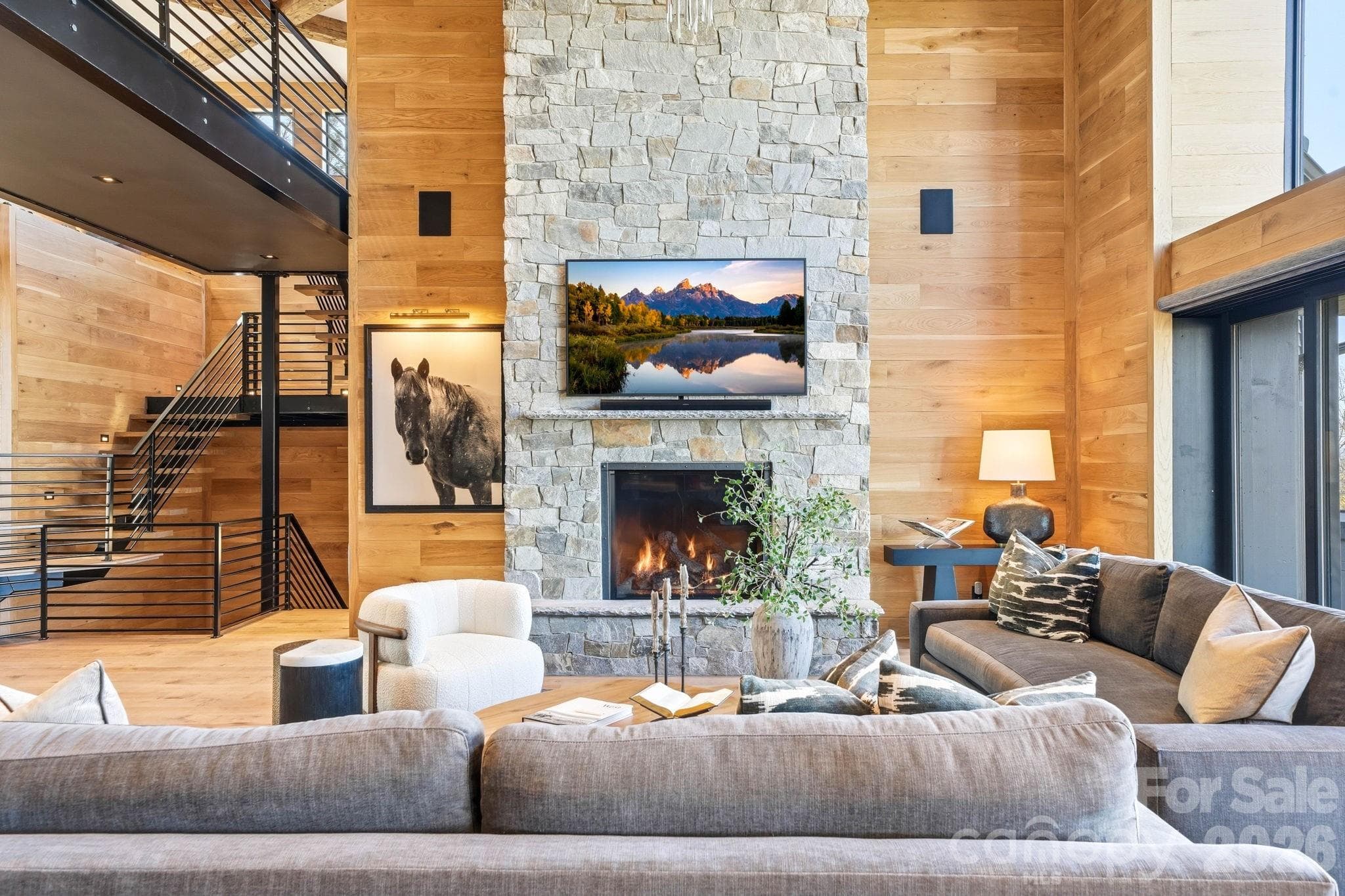Soaring stone fireplace - 270 Osprey Drive, Banner Elk