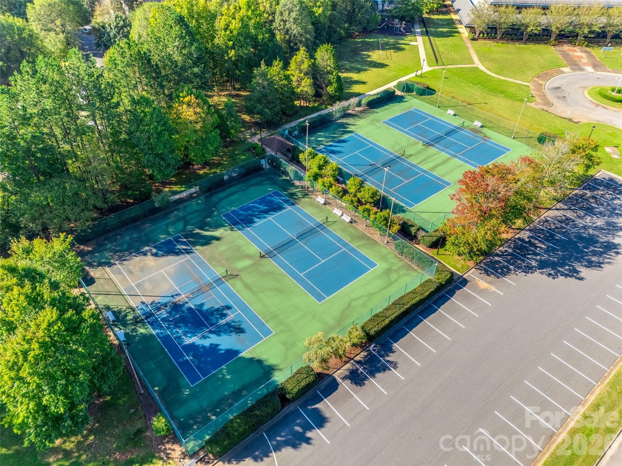 Aerial View of Community Tennis Courts - 204 Overstone Court, Fort Mill