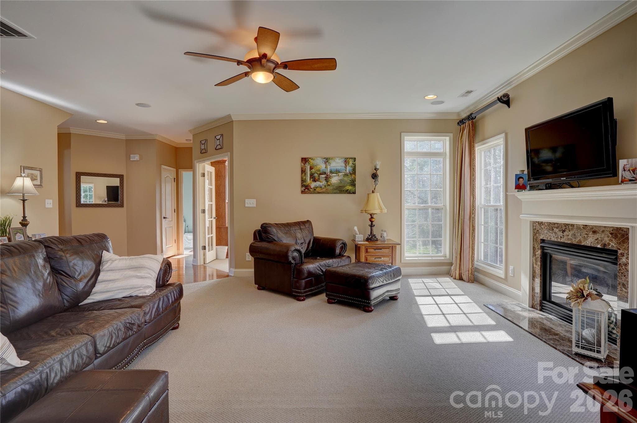 Oversized Living Room with Fireplace - Mint Hill