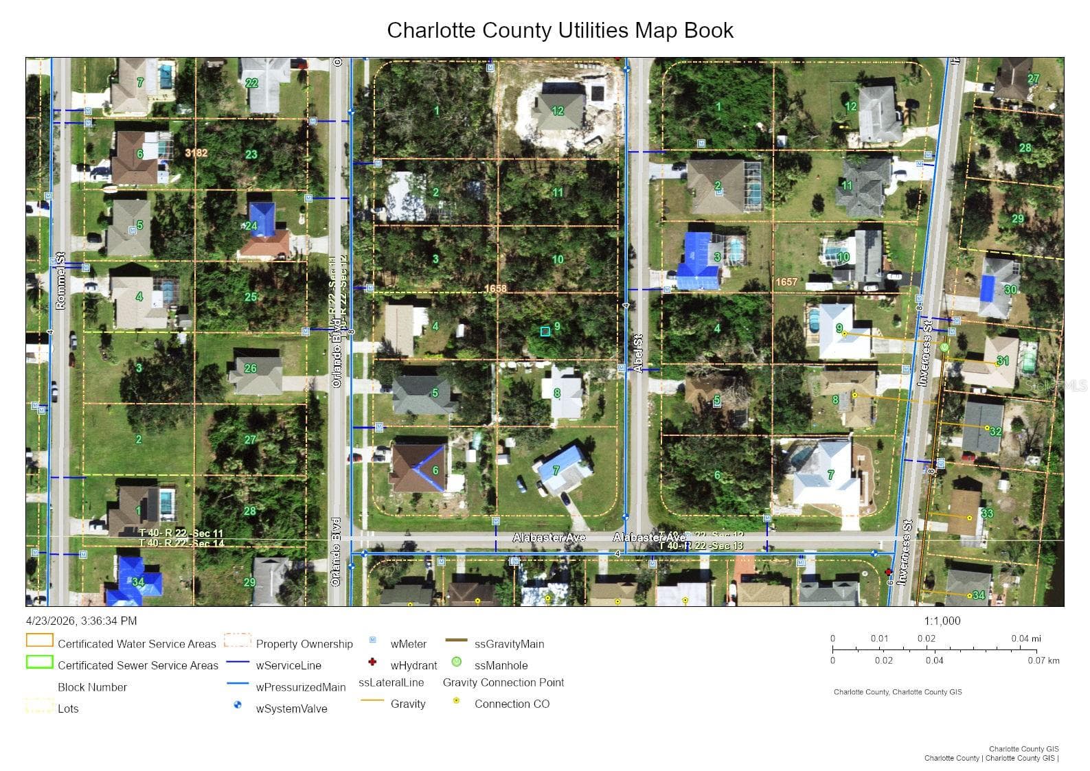Utility Map - 1509 ABEL ST, PORT CHARLOTTE