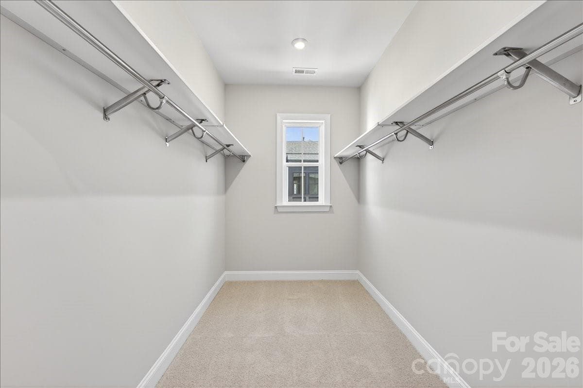 Primary walk-in closet with window - 12023 Elsa Lane, Charlotte