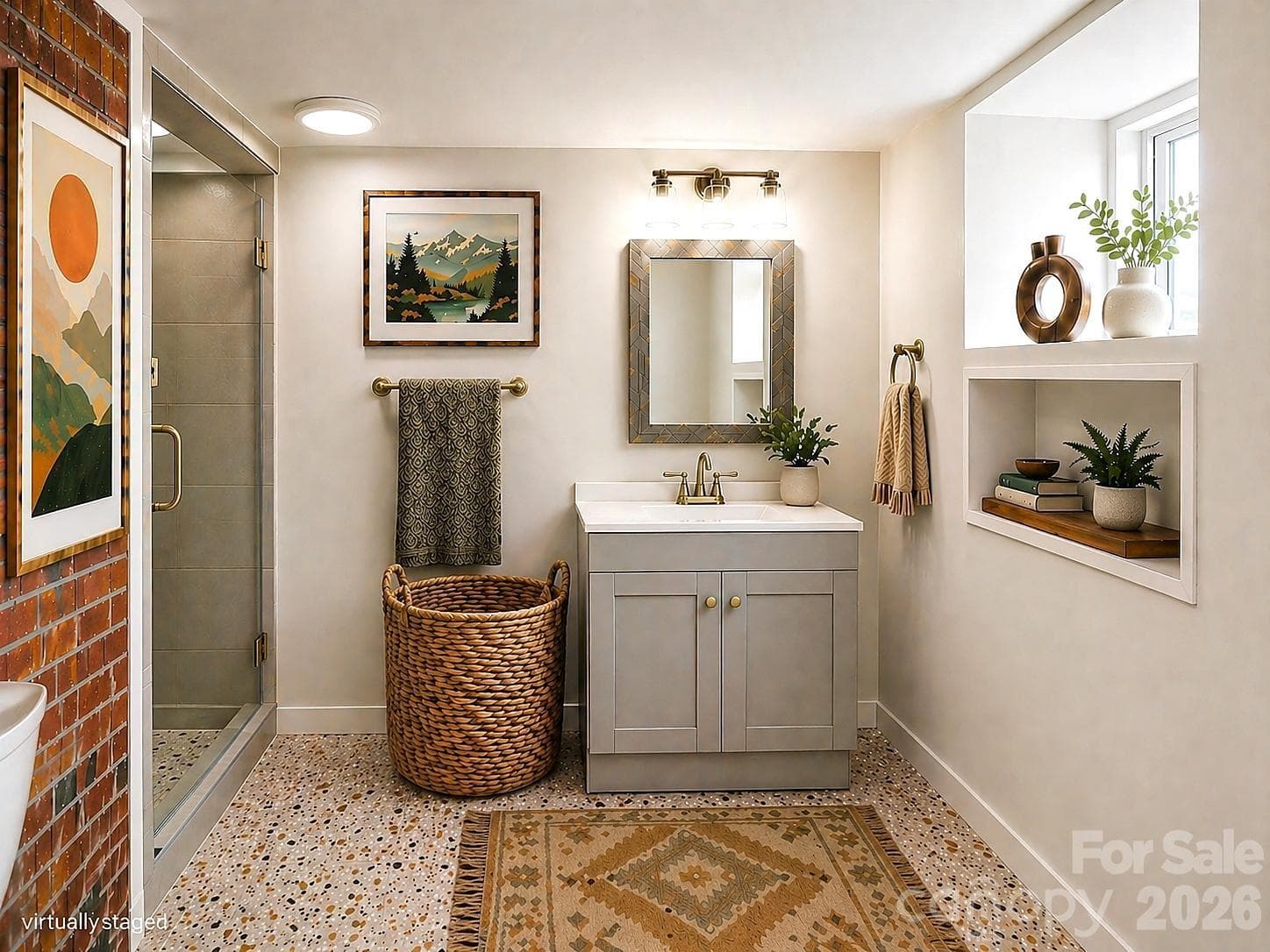 Virtually staged -3rd Full bath basement - 18 Worley Place, Asheville