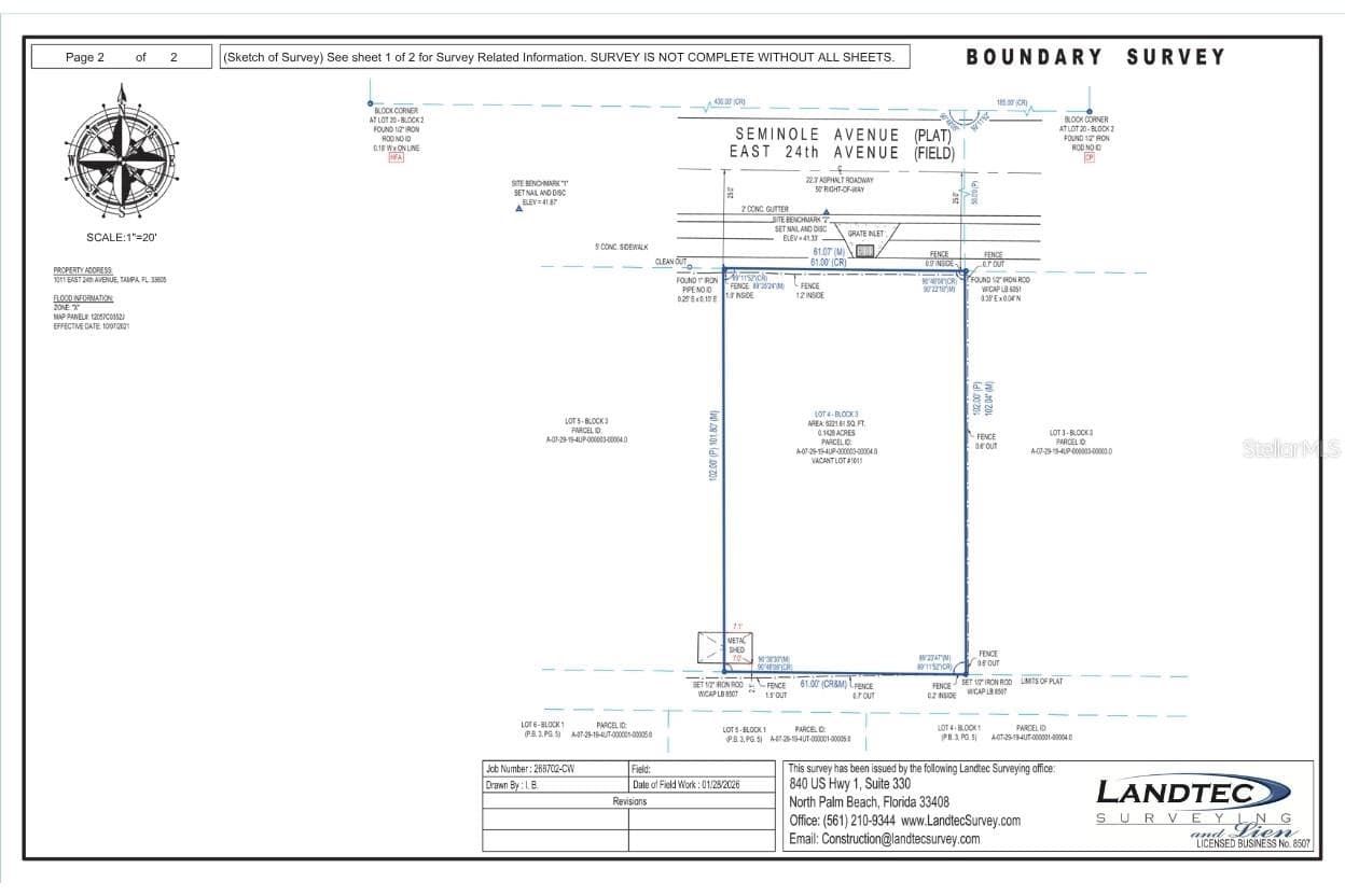 Lot Survey - 1013 E 24TH AVE, TAMPA