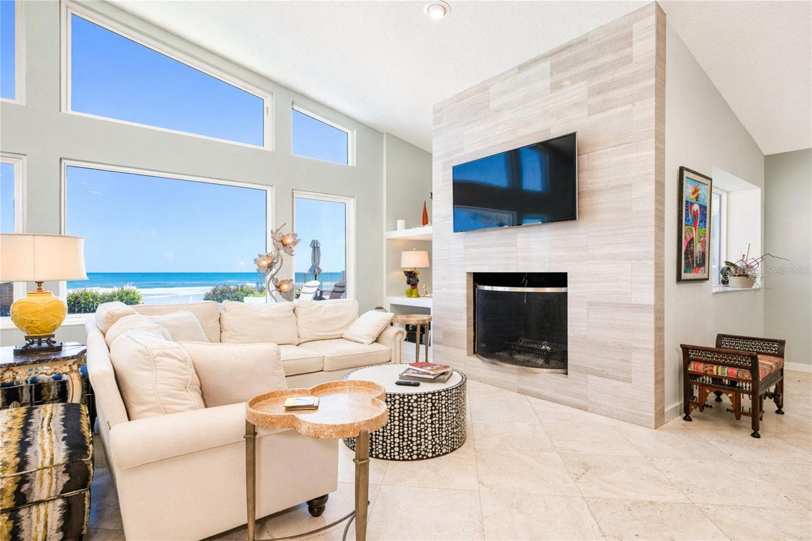 Wood burning fireplace. - 1504 N ATLANTIC AVE, DAYTONA BEACH