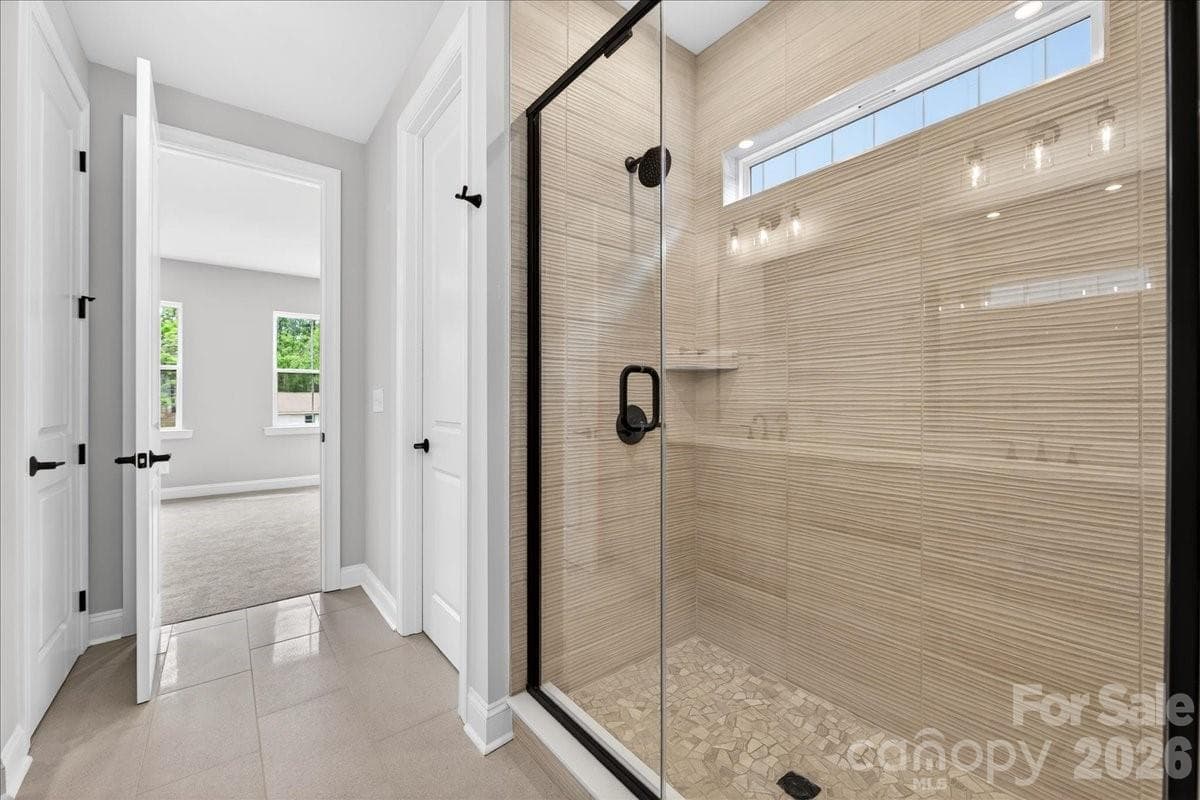 Primary tiled walk-in shower - 420 Old Town Village Road, Waxhaw