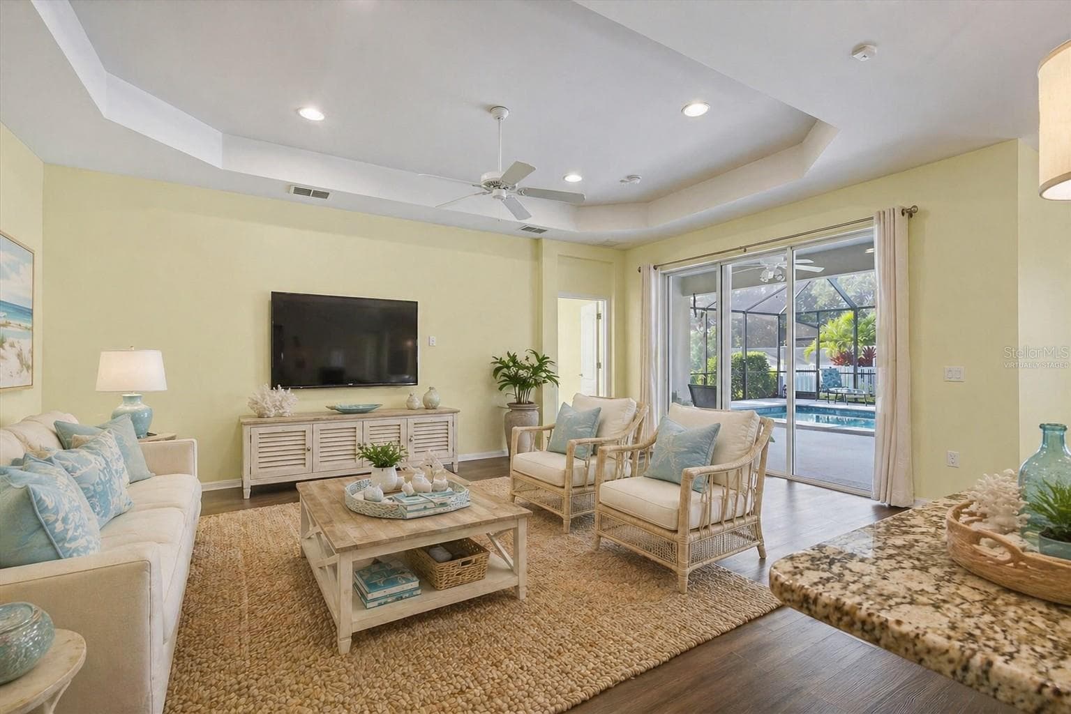 Virtually Staged Great Room - 7040 WHITE WILLOW CT, SARASOTA
