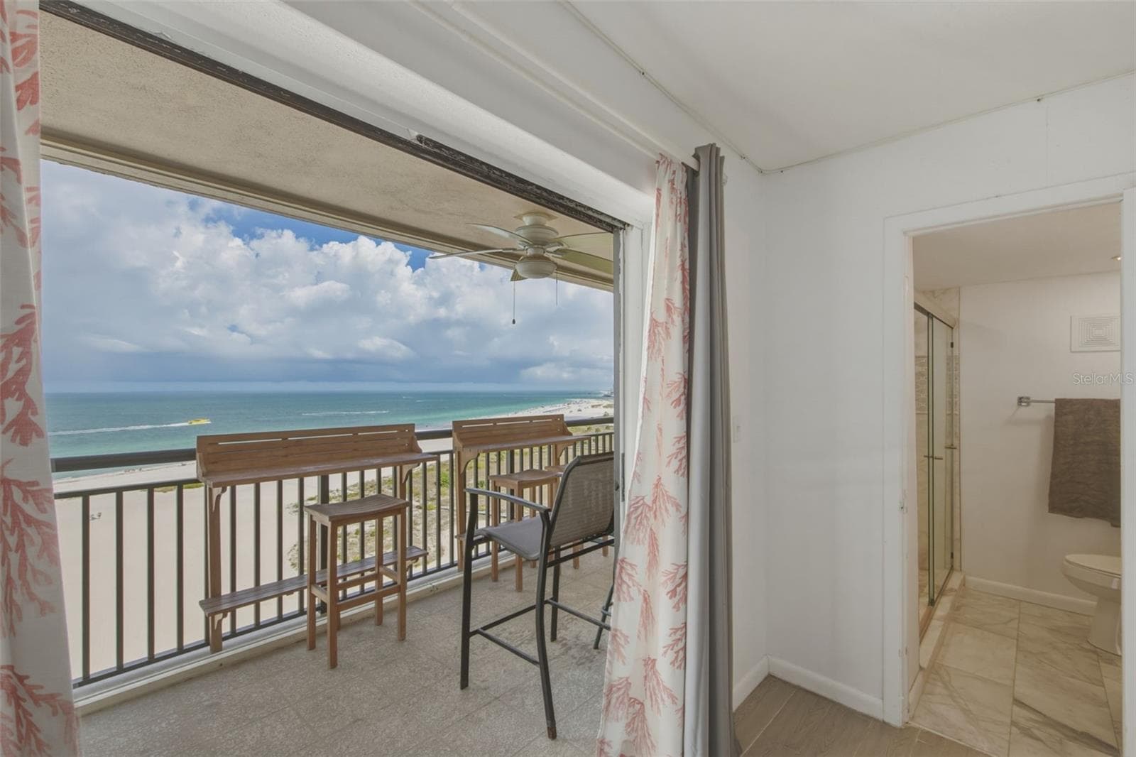 Balcony off Primary Bedroom - 1270 GULF BLVD #1202, CLEARWATER BEACH