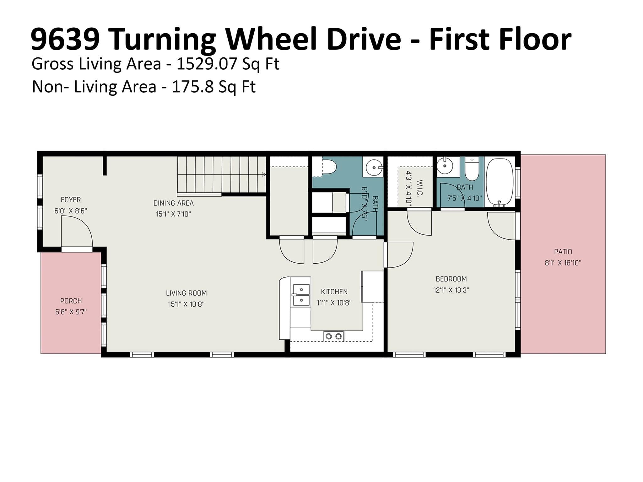 First story floor plan - 9639 Turning Wheel Drive, Charlotte