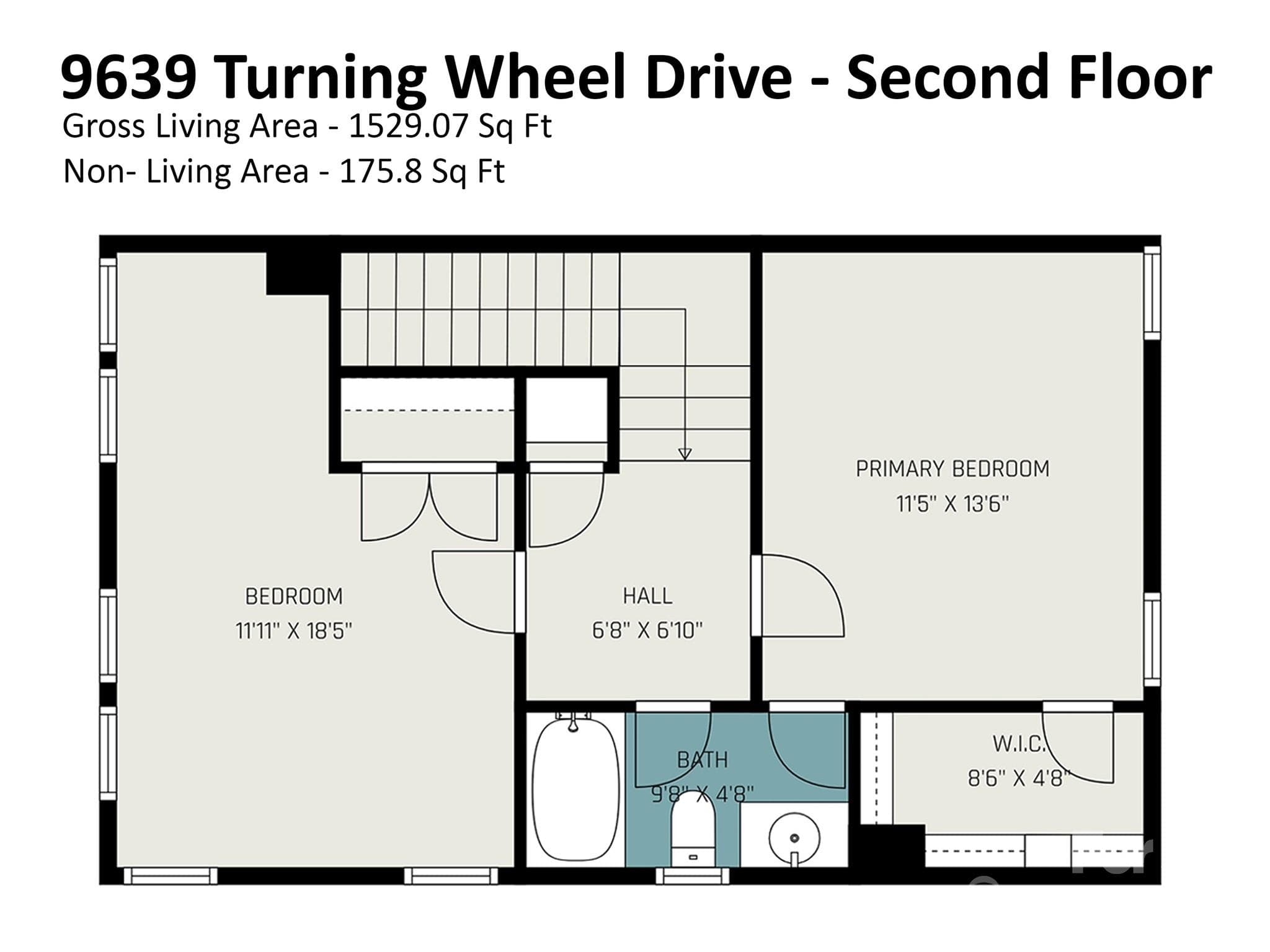 Second story floor plan - 9639 Turning Wheel Drive, Charlotte