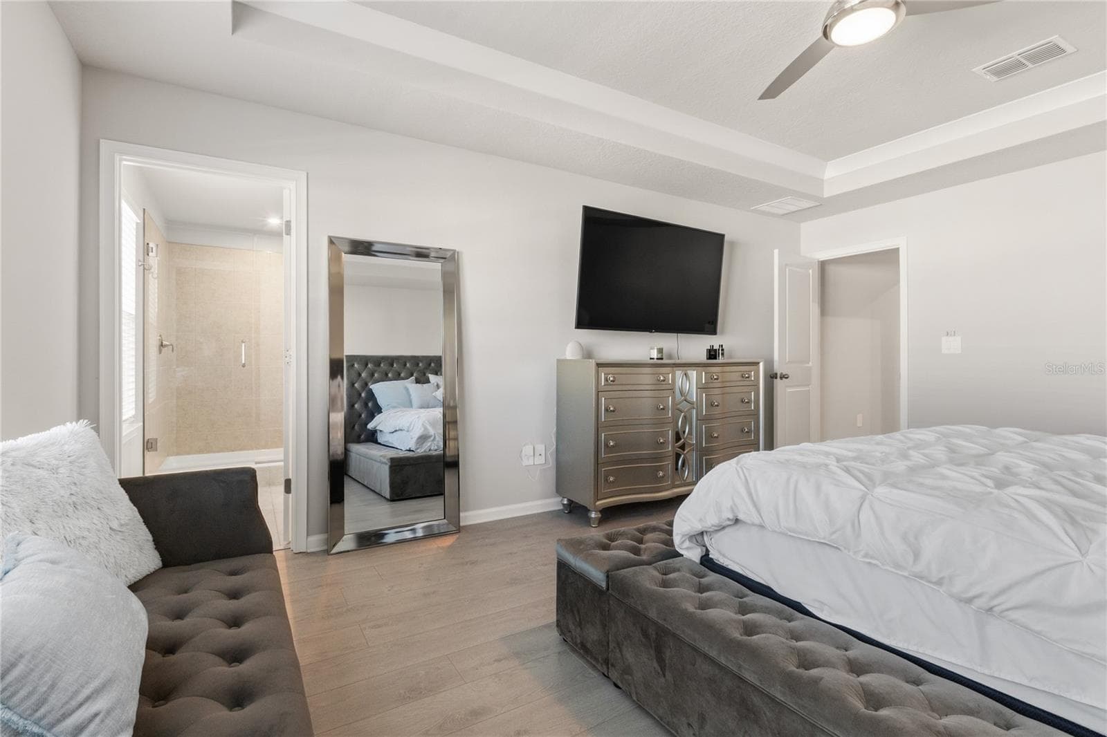 Master bedroom with master bathroom entrance - 4062 CLOUD HOPPER WAY, LUTZ
