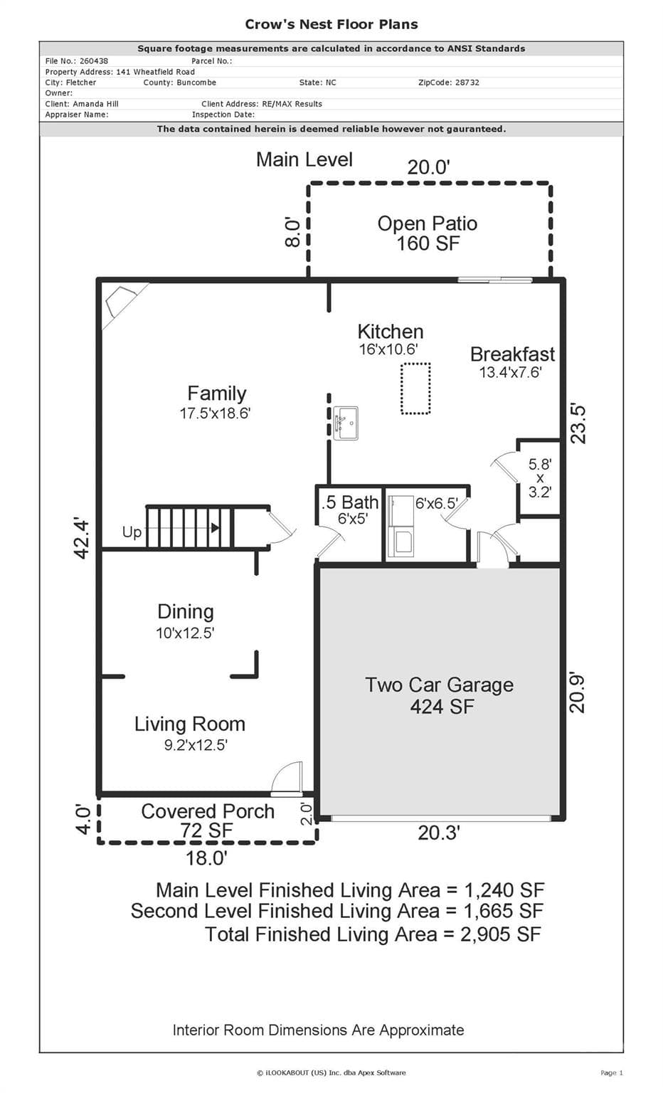 Floor plan main level - 141 Wheatfield Road, Fletcher