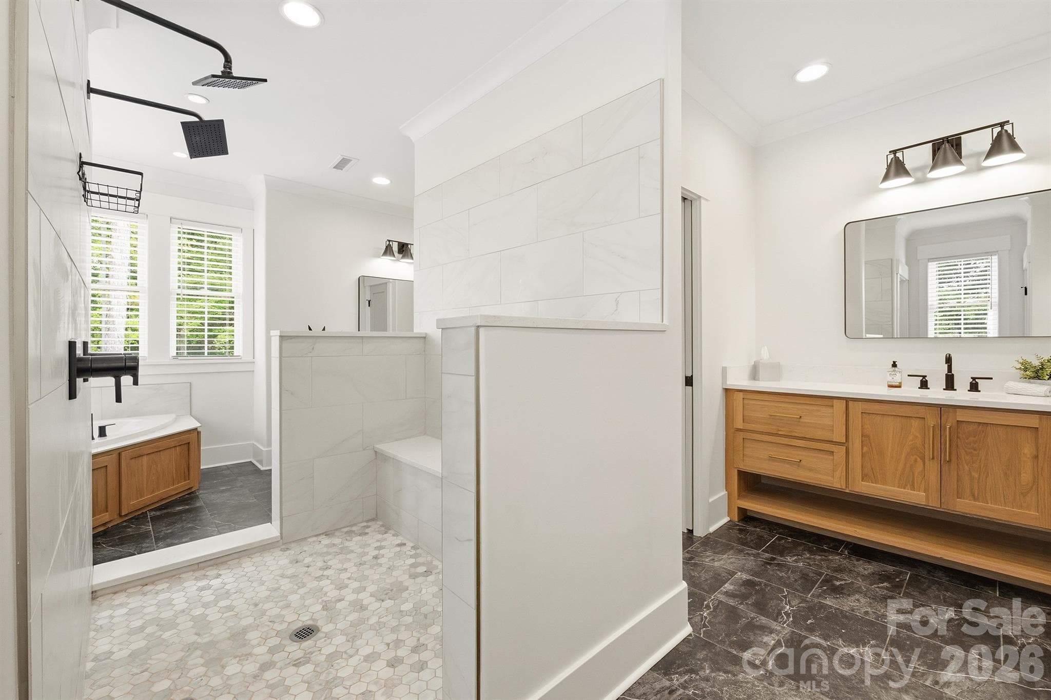 Primary Tile Shower w/ Bench - 2855 Long Run Farm Road, Mount Pleasant