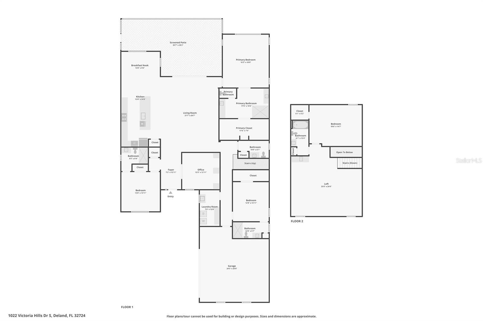 COMBINED FLOOR PLAN - 1022 VICTORIA HILLS DR S, DELAND