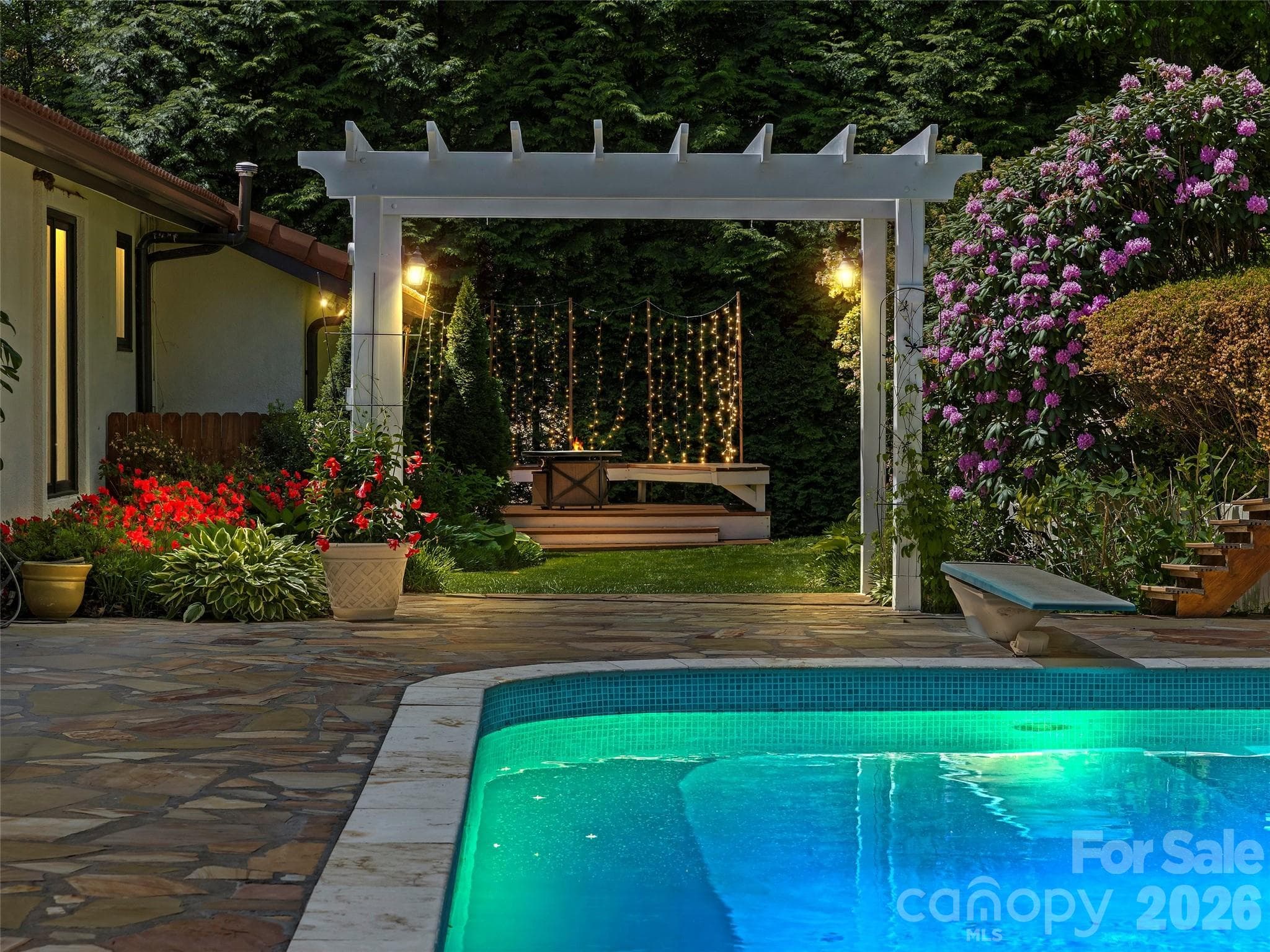 Pool Cabana/Pergola Evening - Asheville
