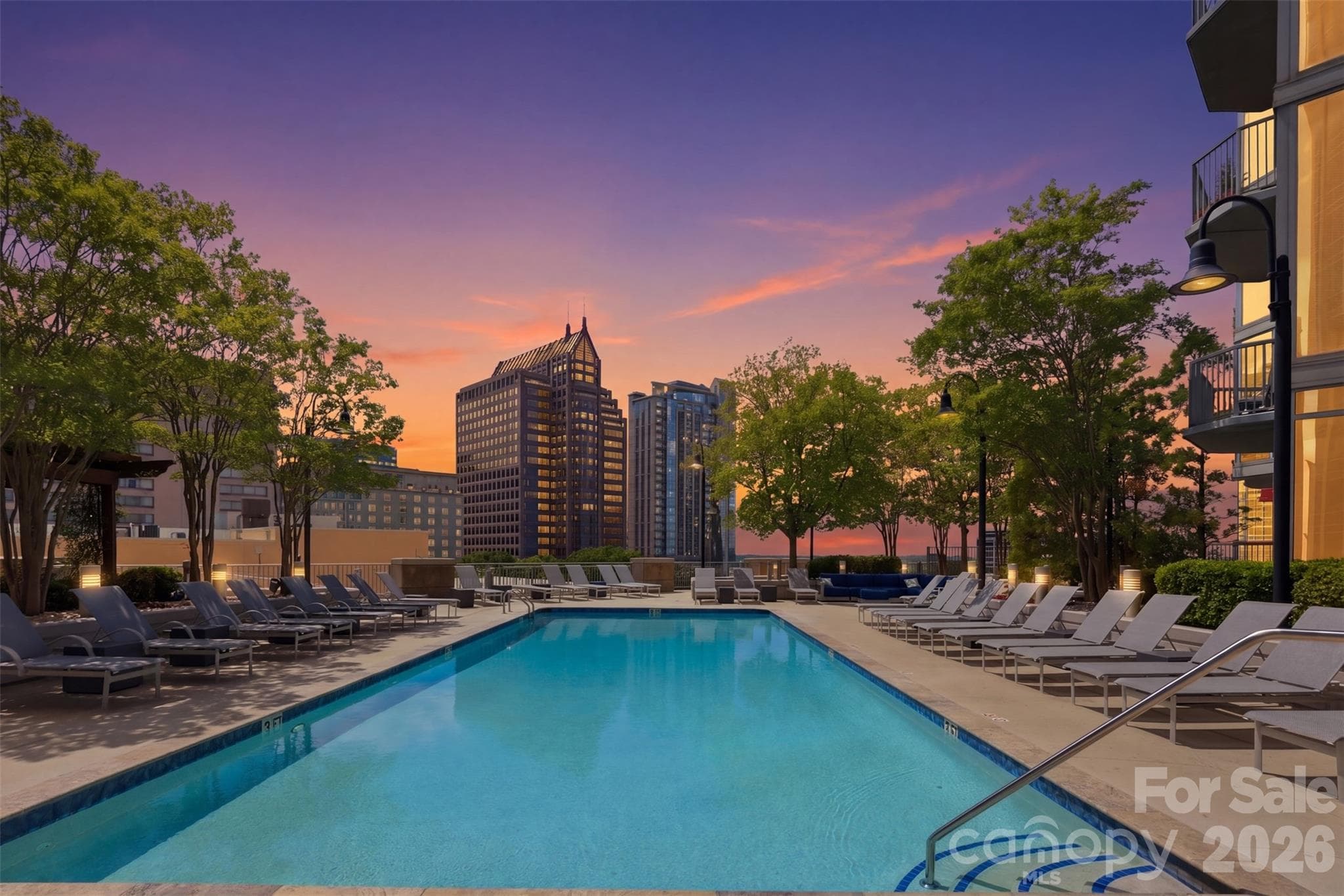 Twilight skyline view from the 10th floor pool - Charlotte