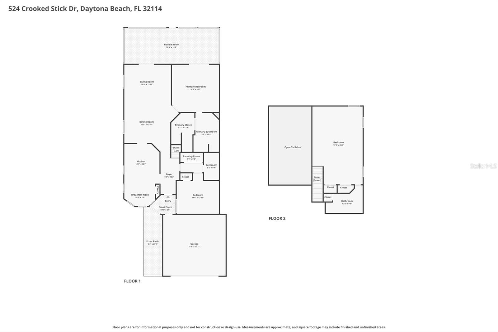 Combined 1st & 2nd Plans - 524 CROOKED STICK DR, DAYTONA BEACH