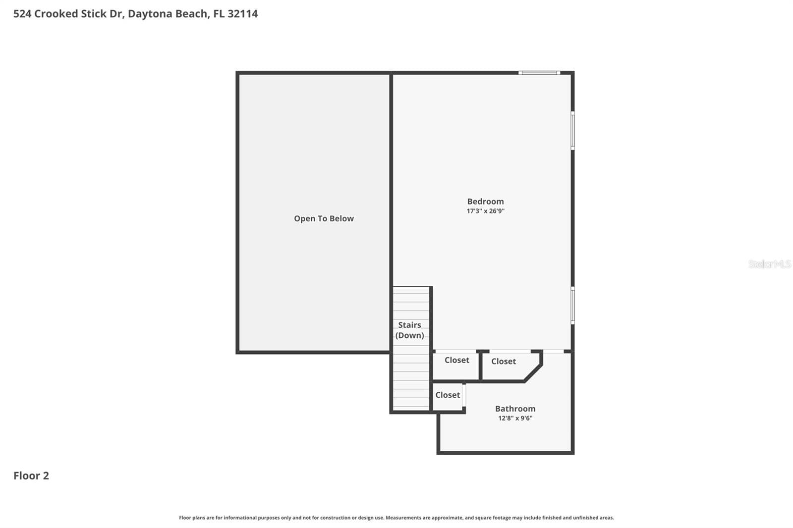 Approximate Floor Plan - 2nd Floor - 524 CROOKED STICK DR, DAYTONA BEACH