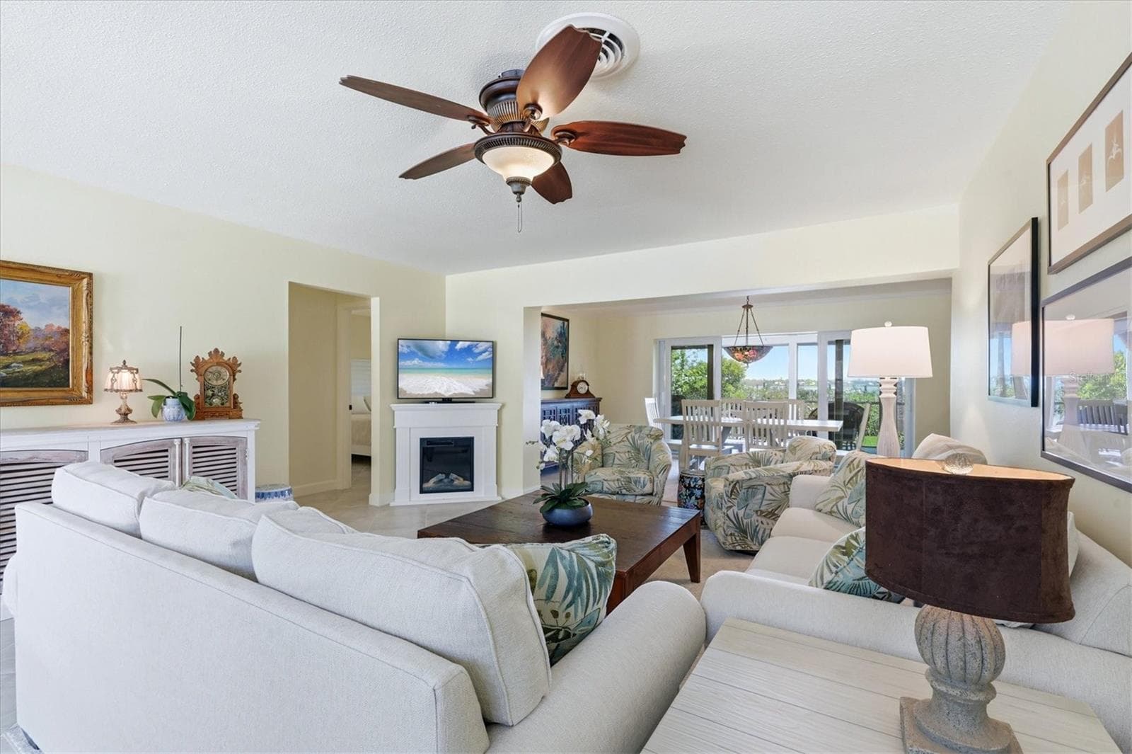 Living Area Open to Dining Area and Large Lanai - 6421 MANASOTA KEY RD, ENGLEWOOD