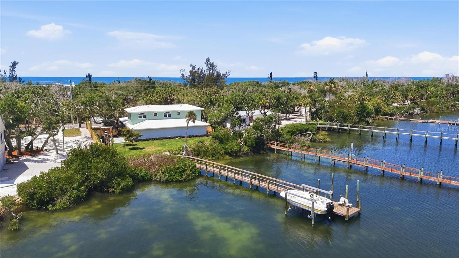Aerial from Lemon Bay - 6421 MANASOTA KEY RD, ENGLEWOOD