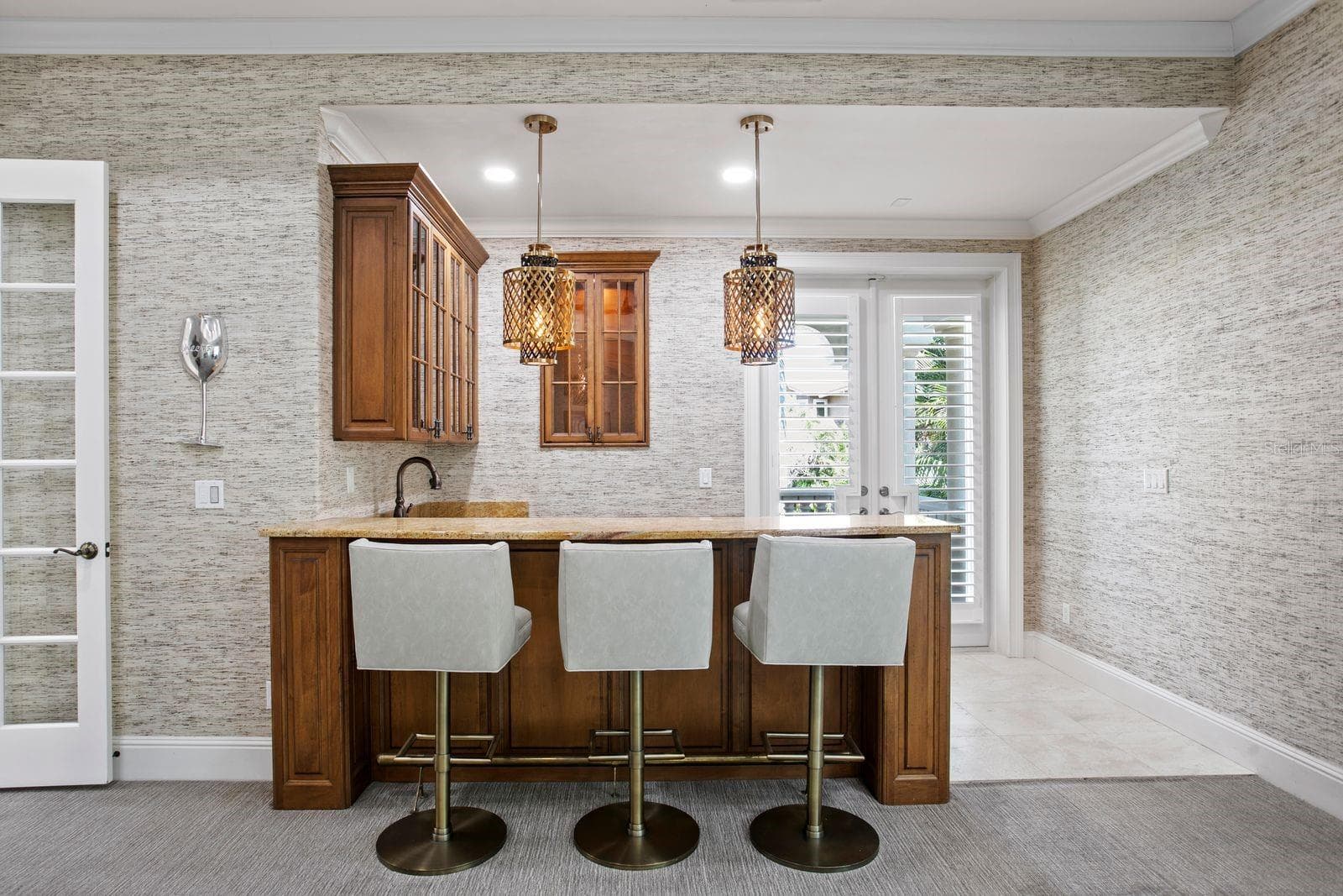 Refined view of the custom bar. - 611 1ST AVE S, TIERRA VERDE