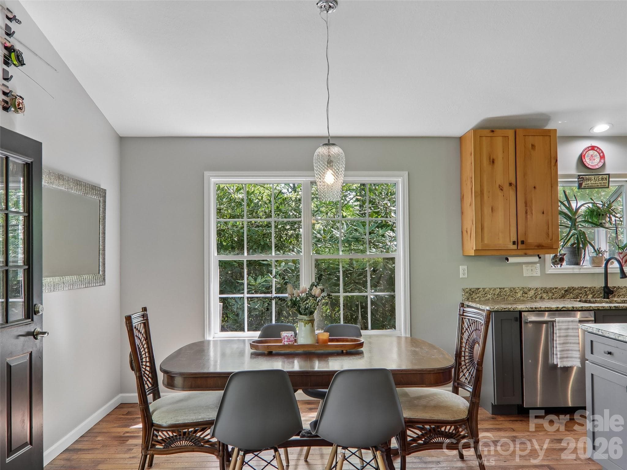 Dining area comfortably fits a table for six - Pisgah Forest