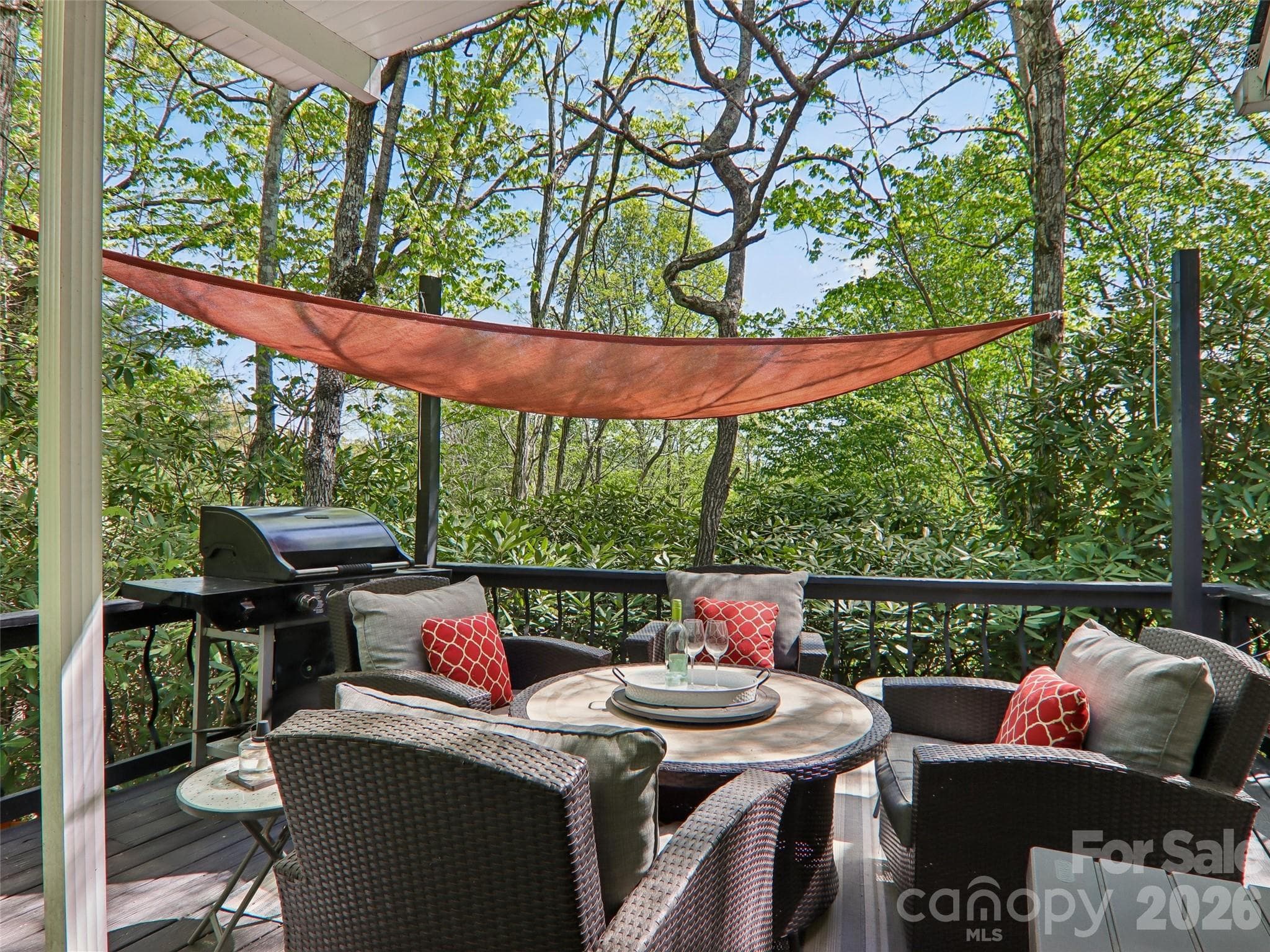 Back deck with winter mountain views - Pisgah Forest