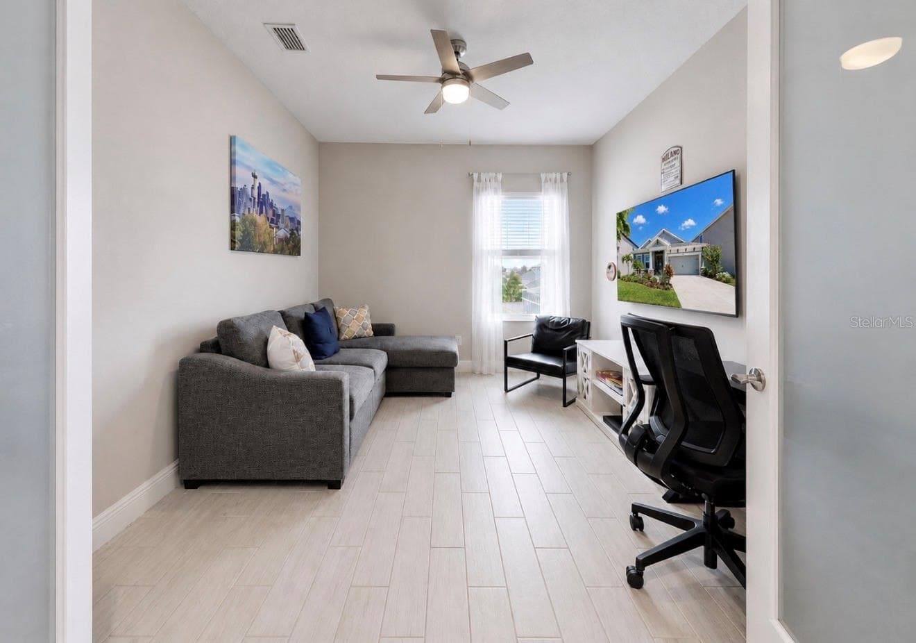 Office / Den with the Glass Insert French Doors - 6364 ROADSTEAD CT, APOLLO BEACH