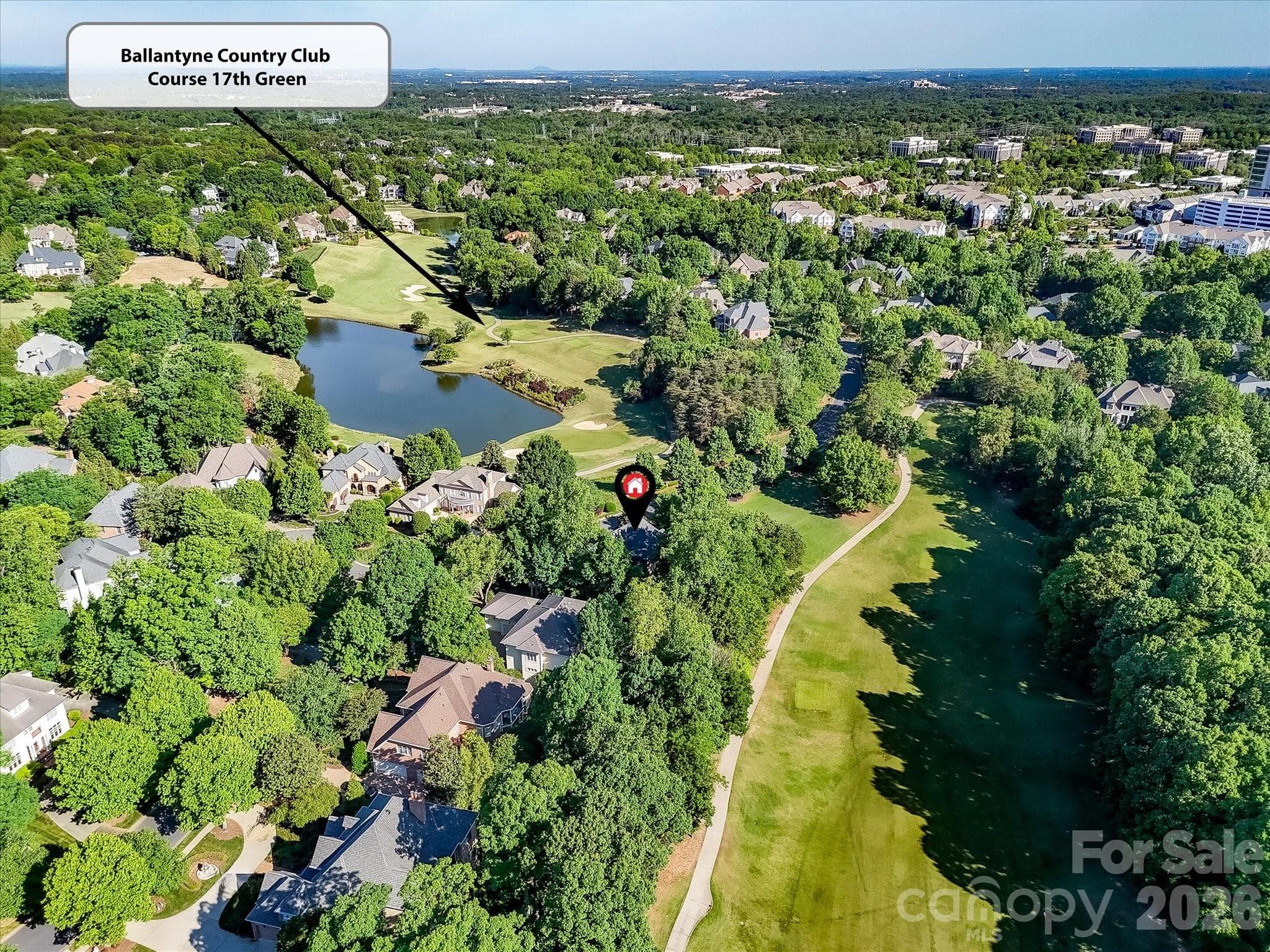 Views from the front of the home are the beautiful 17th green and pond - Charlotte