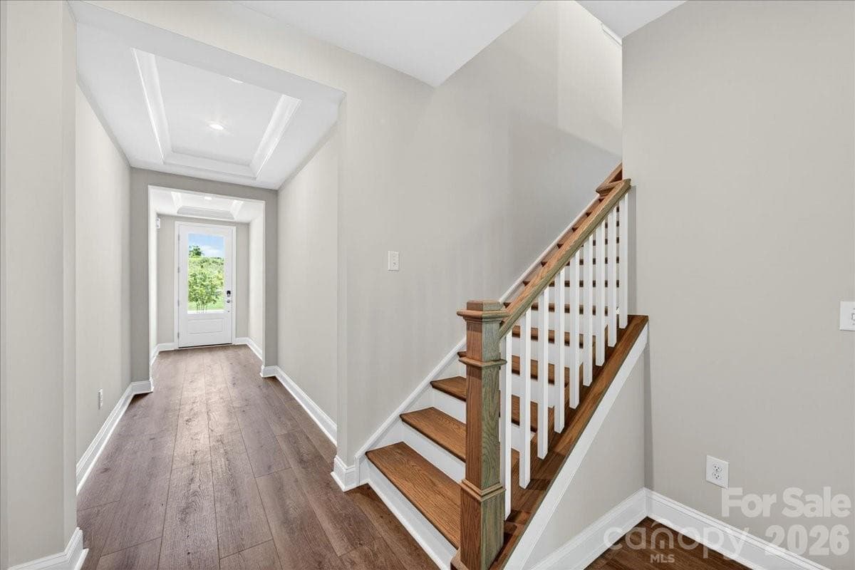 Light foyer hallway with tray ceilings - Fort Mill