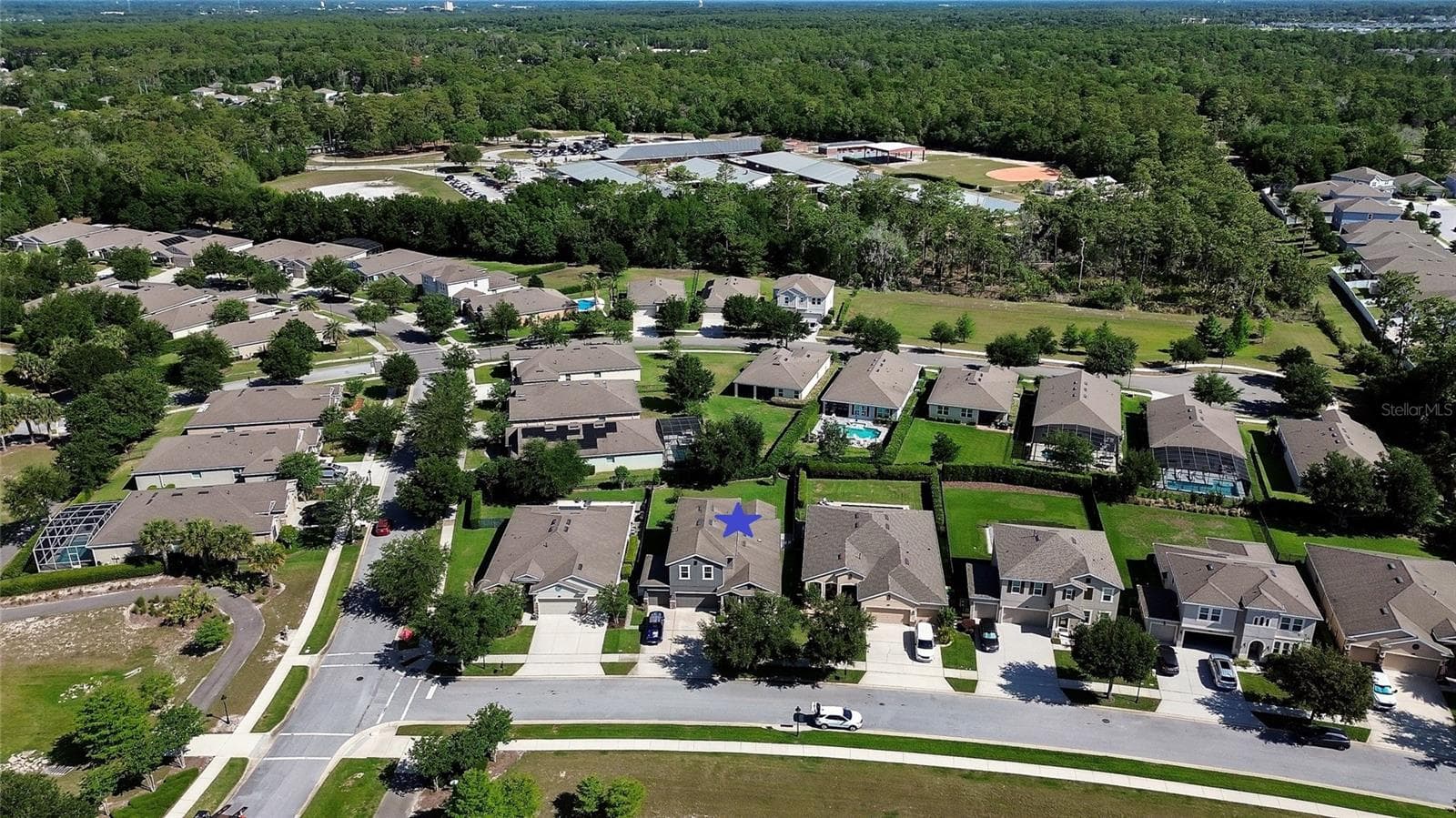 Aerial with Freedom Elementary at top, walking distance to home. - 337 ORCHARD HILL ST, DELAND