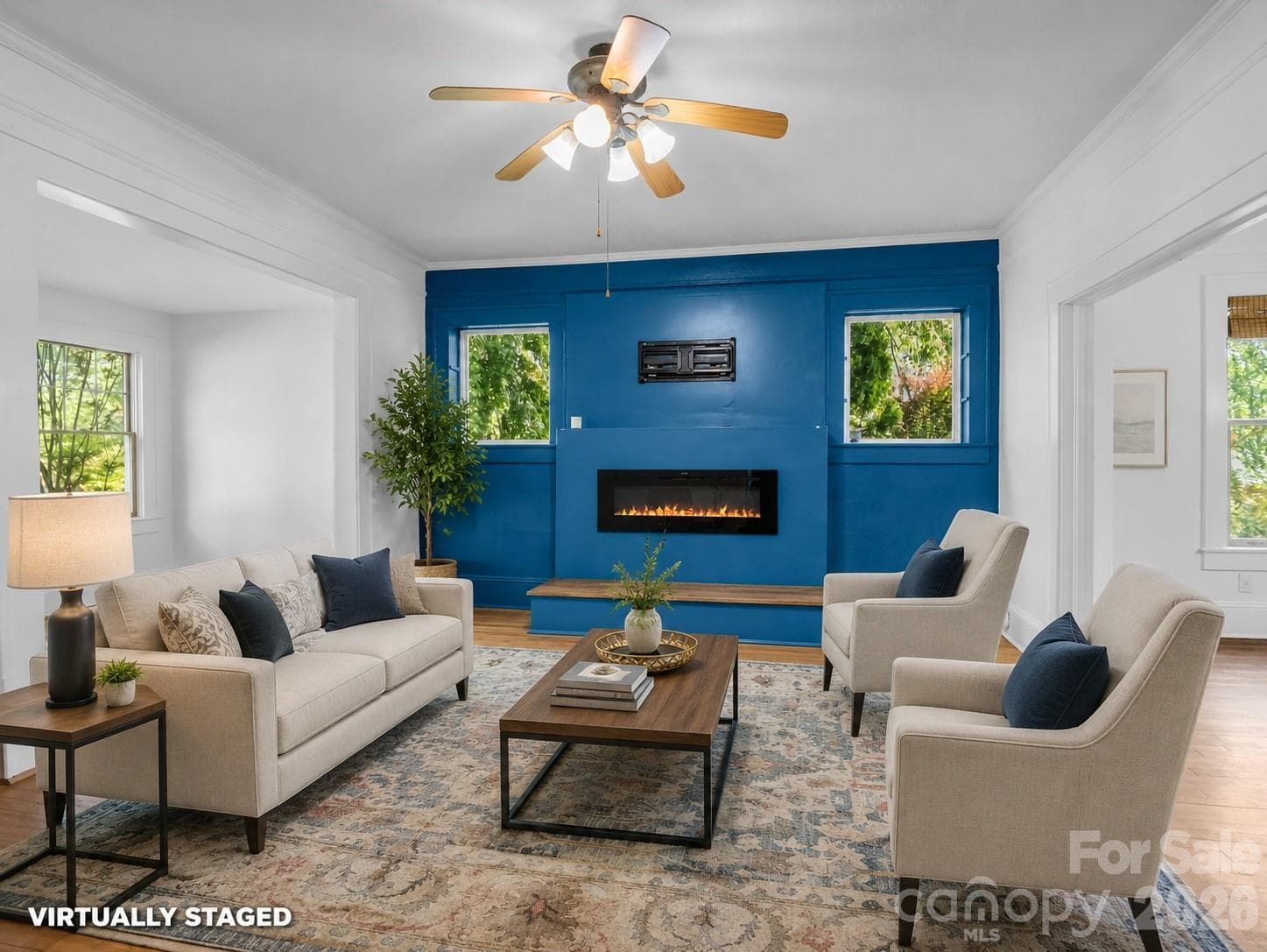 virtually staged living room - Hendersonville