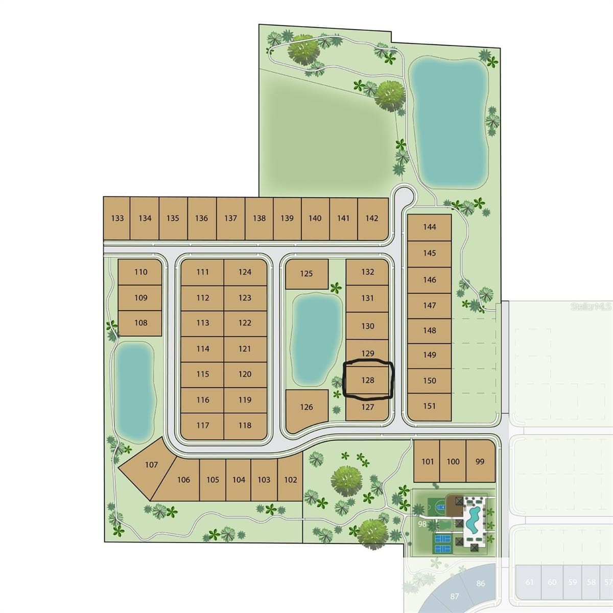 Laureate Village Map Rendering - Sanctuary section Lot 128. - 14759 SW 9TH LN, NEWBERRY