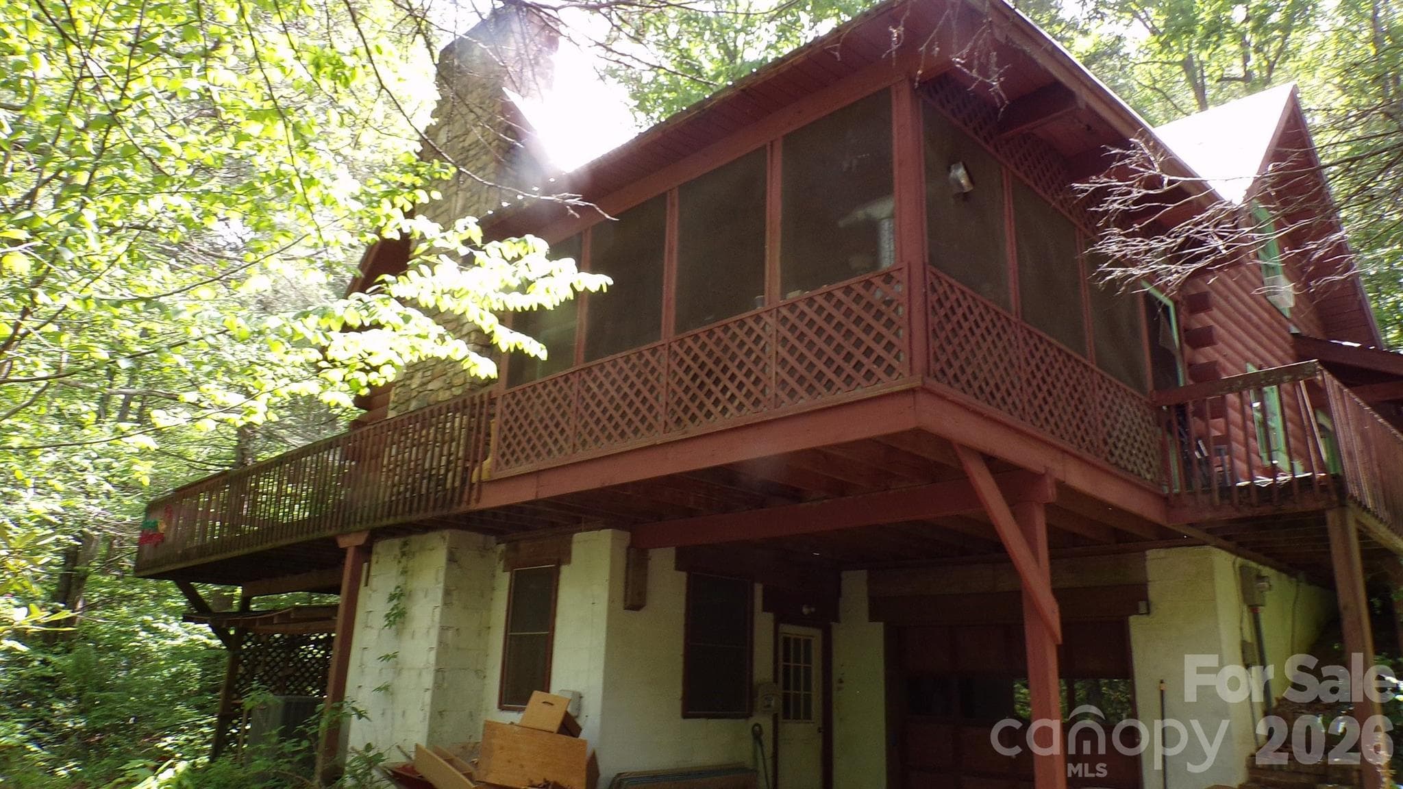 Screened porch overlooking creek - 216 Paradise Road, Hendersonville