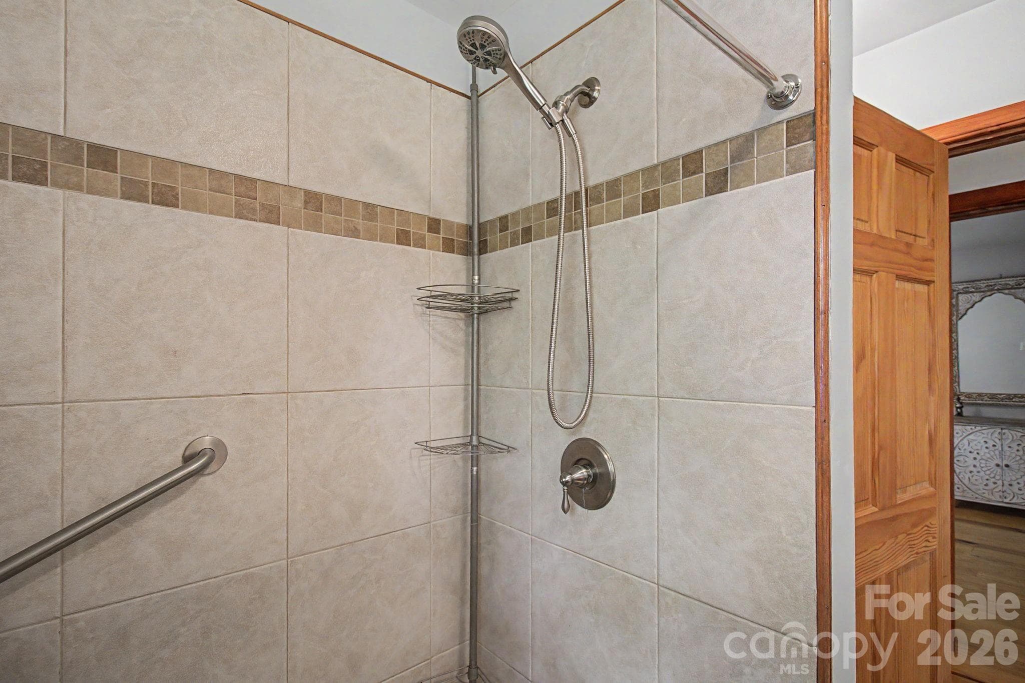Tile Shower with Grab Bars - 288 Rebel Drive, Hot Springs
