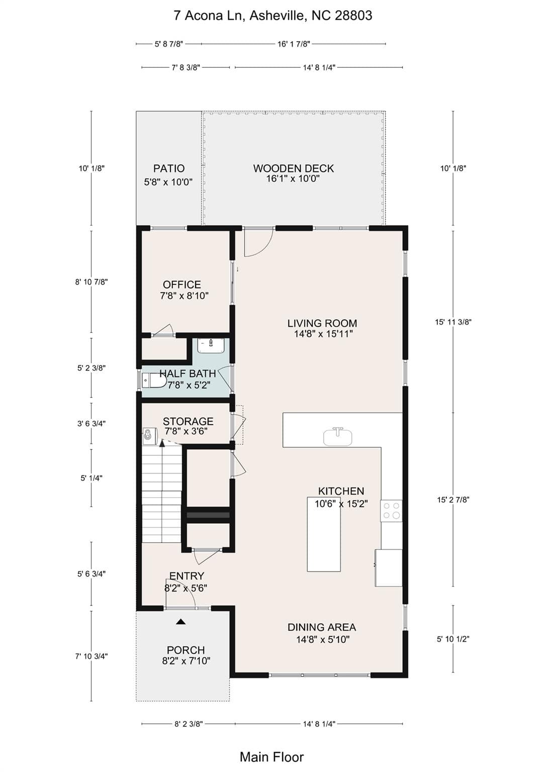 Main Level Floor plan - 7 Acona Lane, Asheville