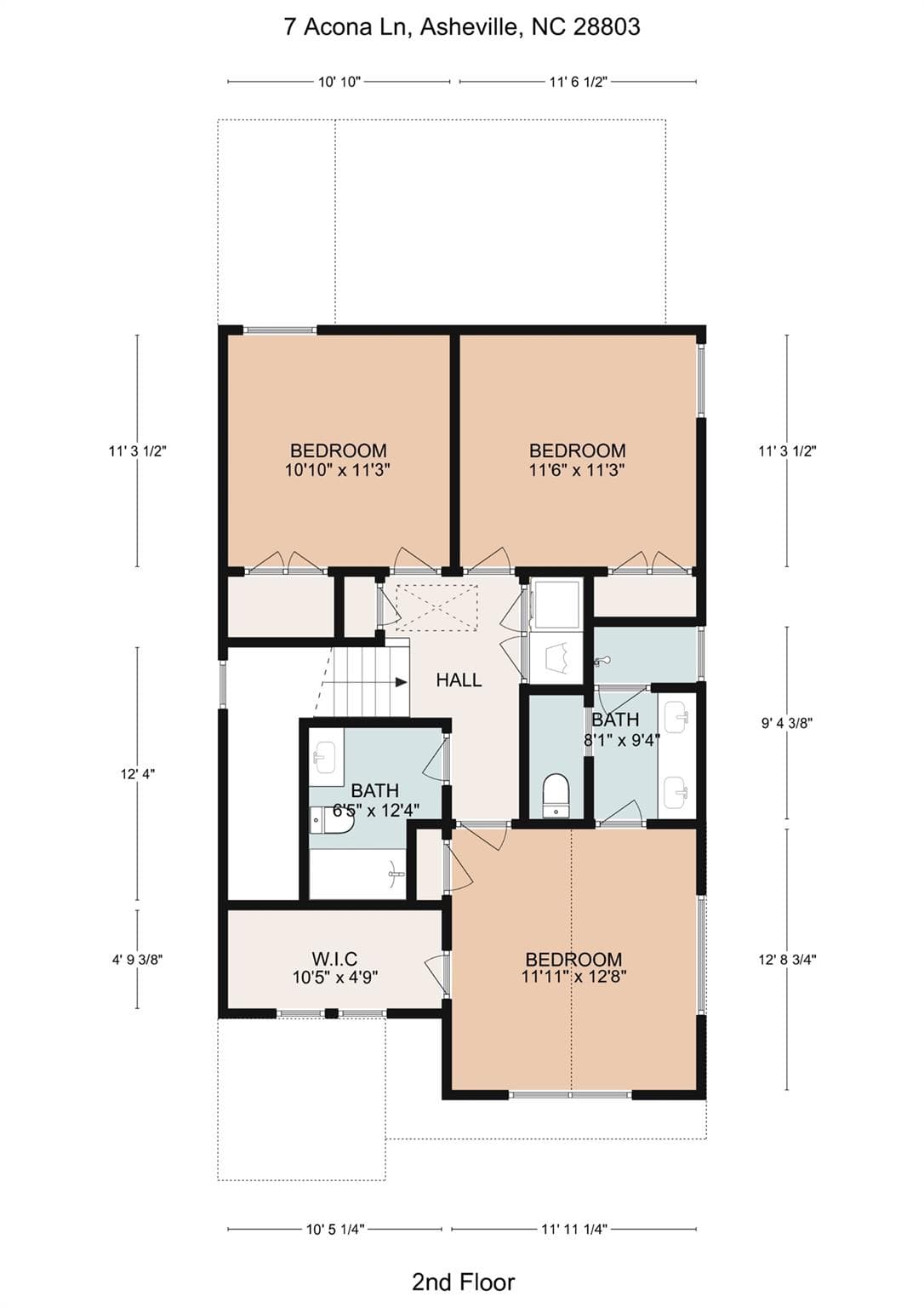 Upper Level Floor Plan - 7 Acona Lane, Asheville
