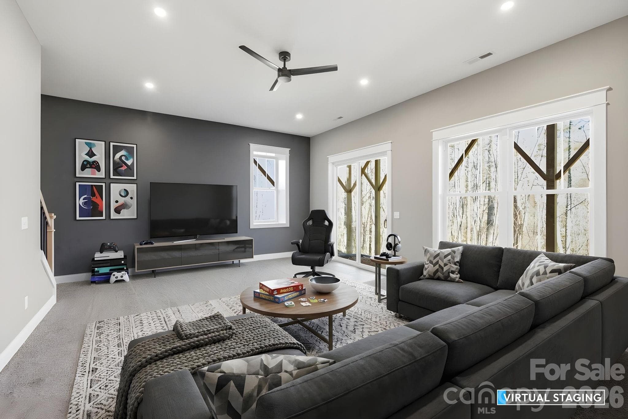 Walkout Basement Recreation Room - 22 Deep Woods Road, Weaverville