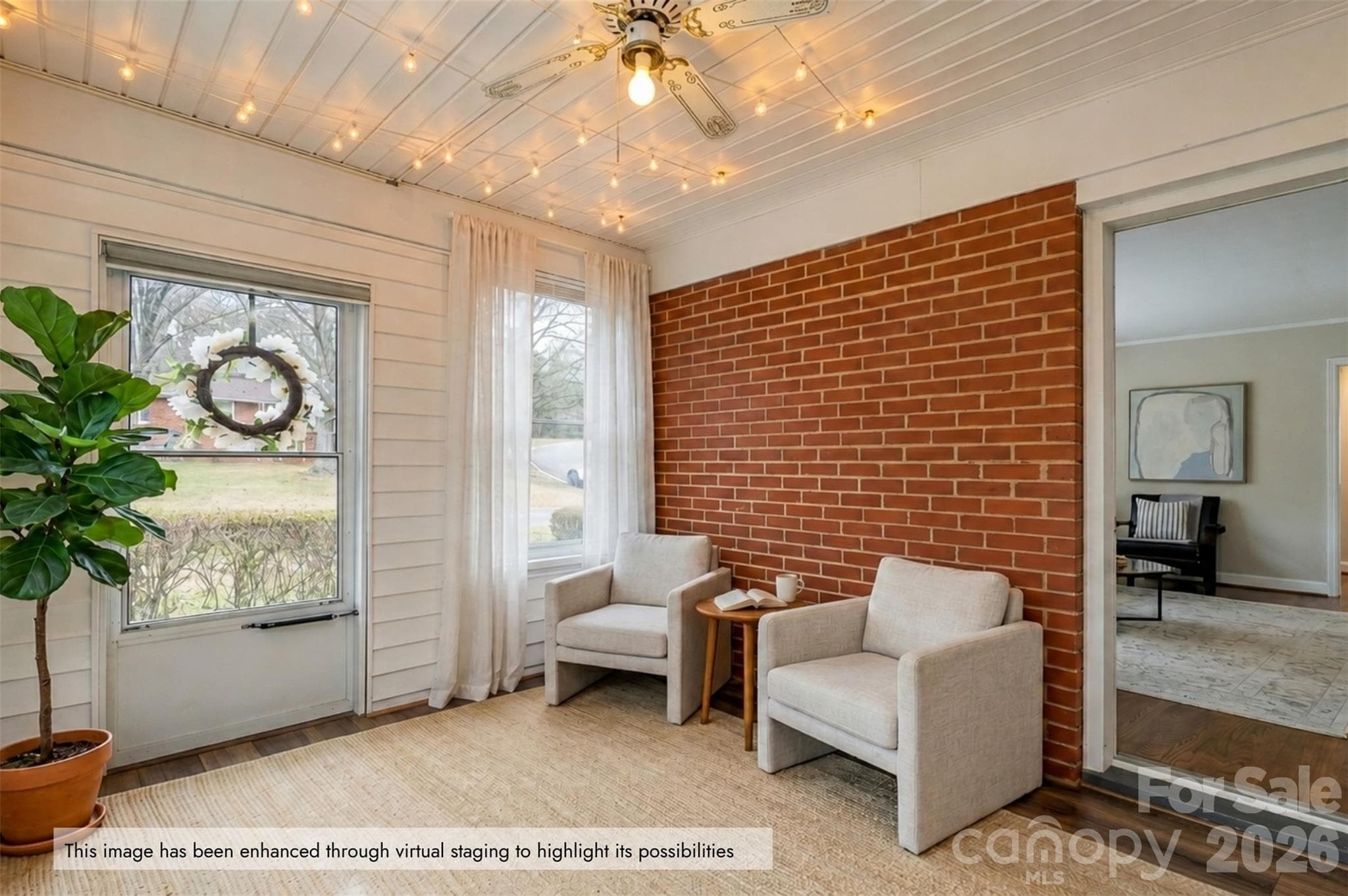 Brick accent wall character welcomes your guests to the front door - Charlotte