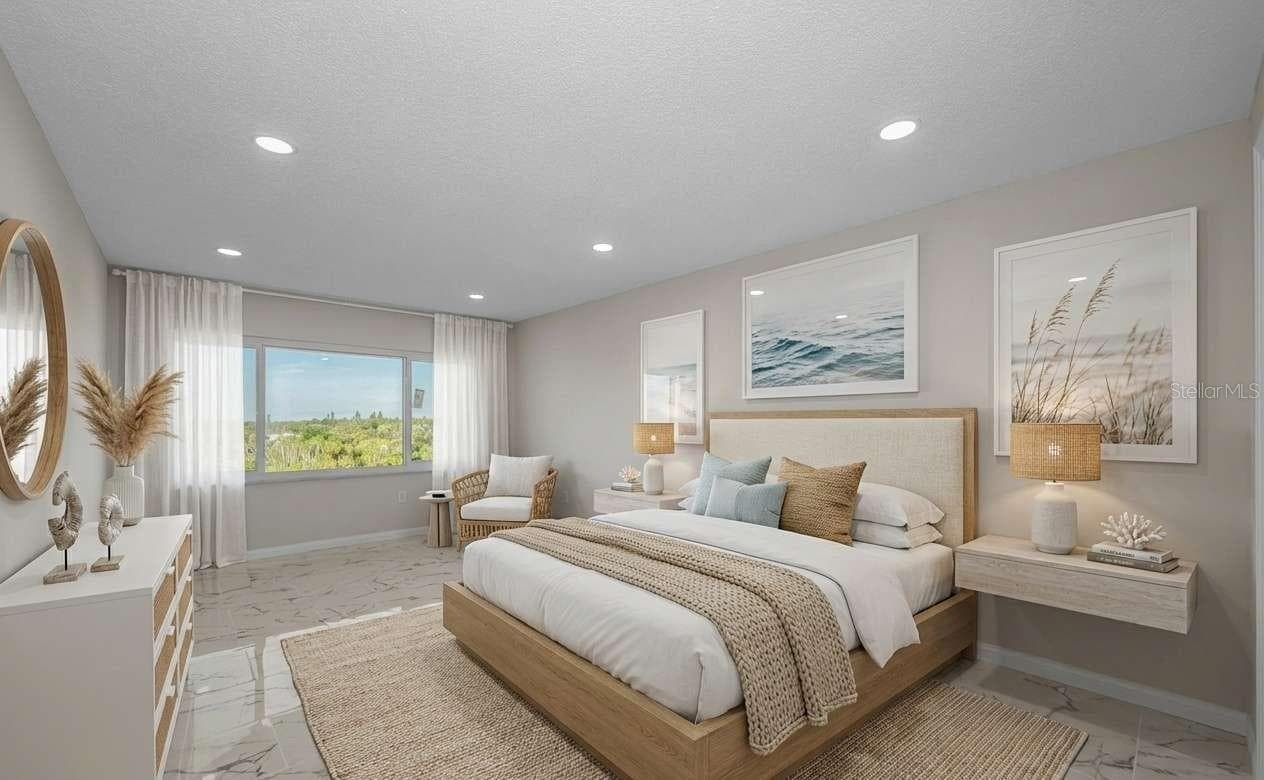 Master bedroom virtual staging - 100 BLUFF VIEW DR #604C, BELLEAIR BLUFFS