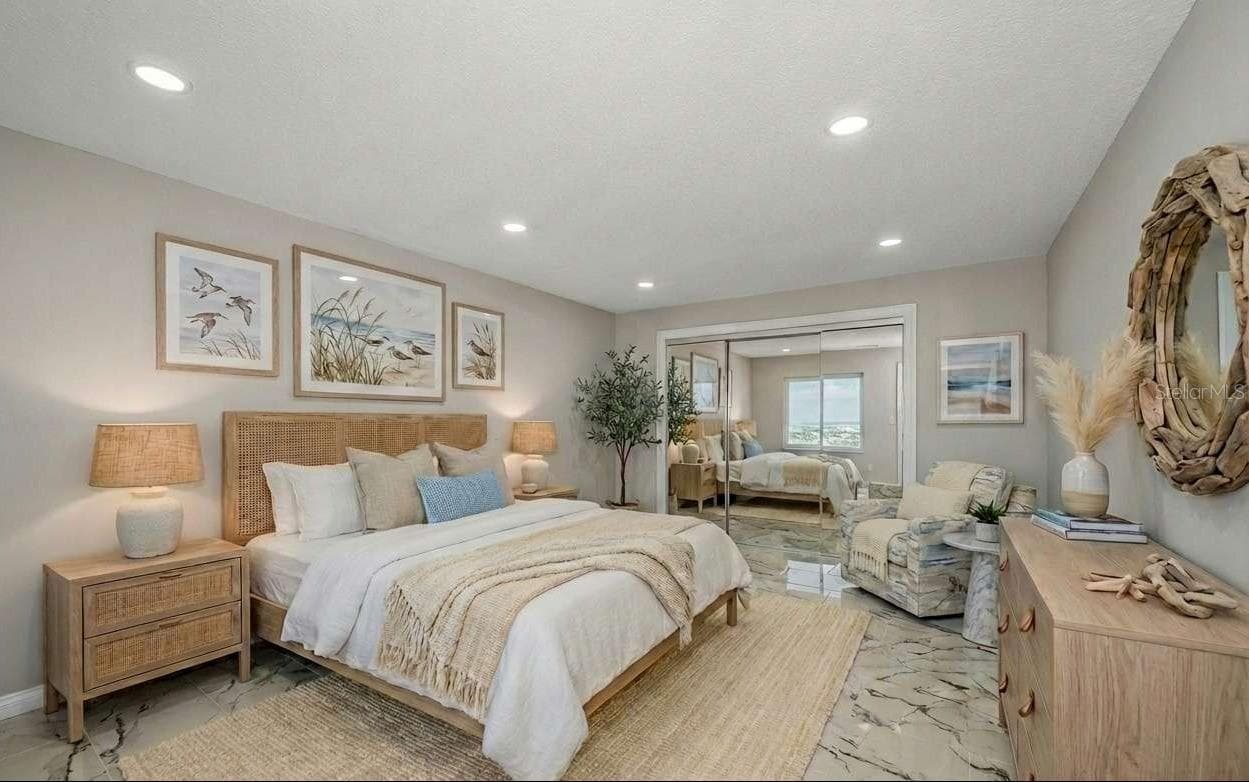 Master Bedroom virtual staging - 100 BLUFF VIEW DR #604C, BELLEAIR BLUFFS
